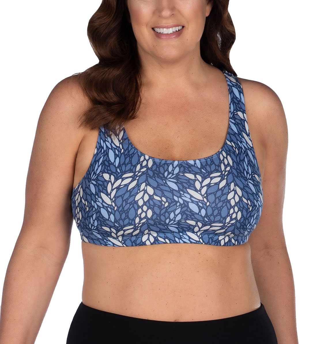 Leading Lady Serena Wirefree Racerback Sports Bra (514),36 B/C/D,Geo Leaves - Geo Leaves,36 B/C/D
