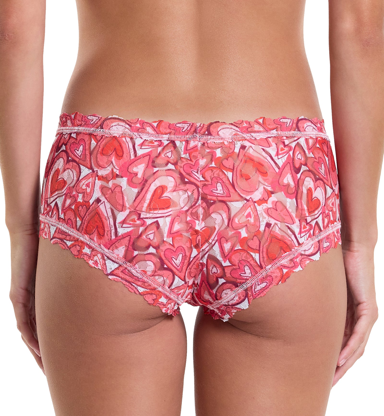 Hanky Panky Signature Lace Printed Boyshort (PR4812P),XS,Lots Of Love - Lots Of Love,XS