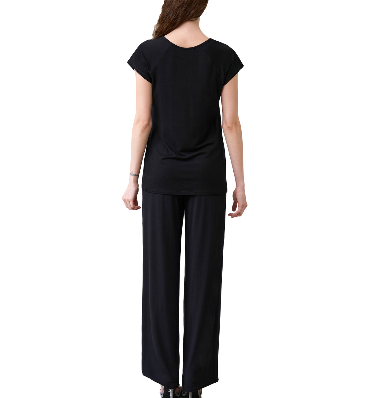 effetto Bamboo Basics PJ T-Shirt and Pants Set (02101),XS,Black - Black,XS