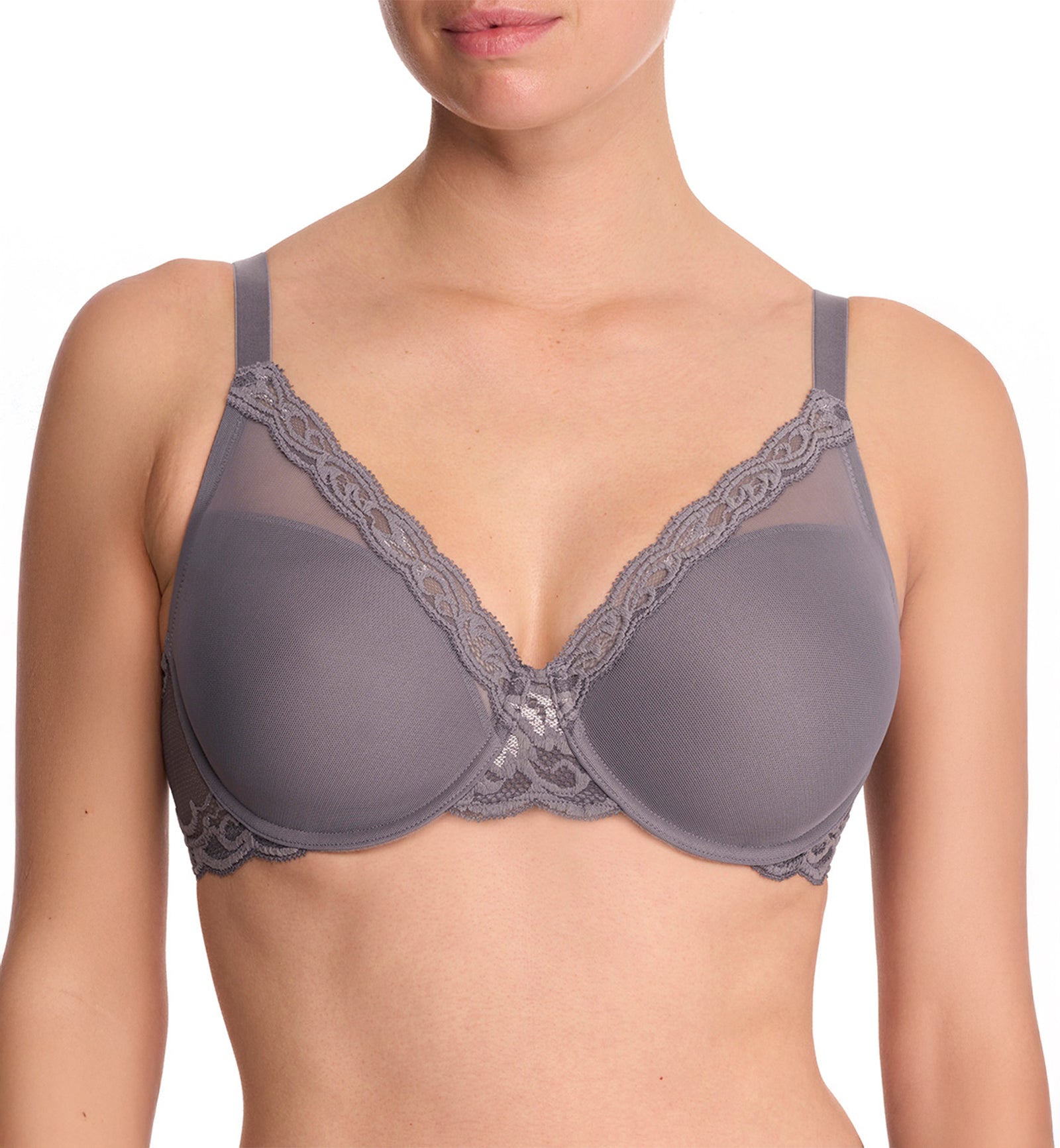 Natori Feathers Full Figure Contour Plunge Underwire Bra (741299),30DDD,Nickel - Nickel,30DDD