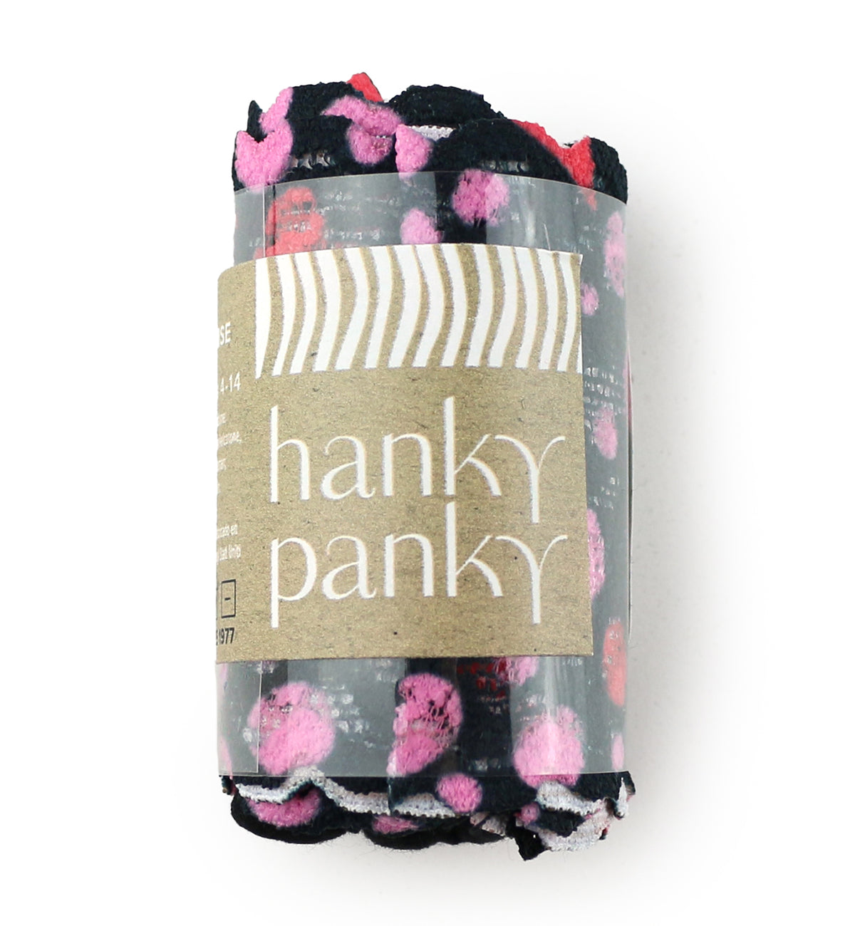Hanky Panky Cotton-Spandex Original Rise Thong (891802P),Black/Love Nest - Black/Love Nest,One Size
