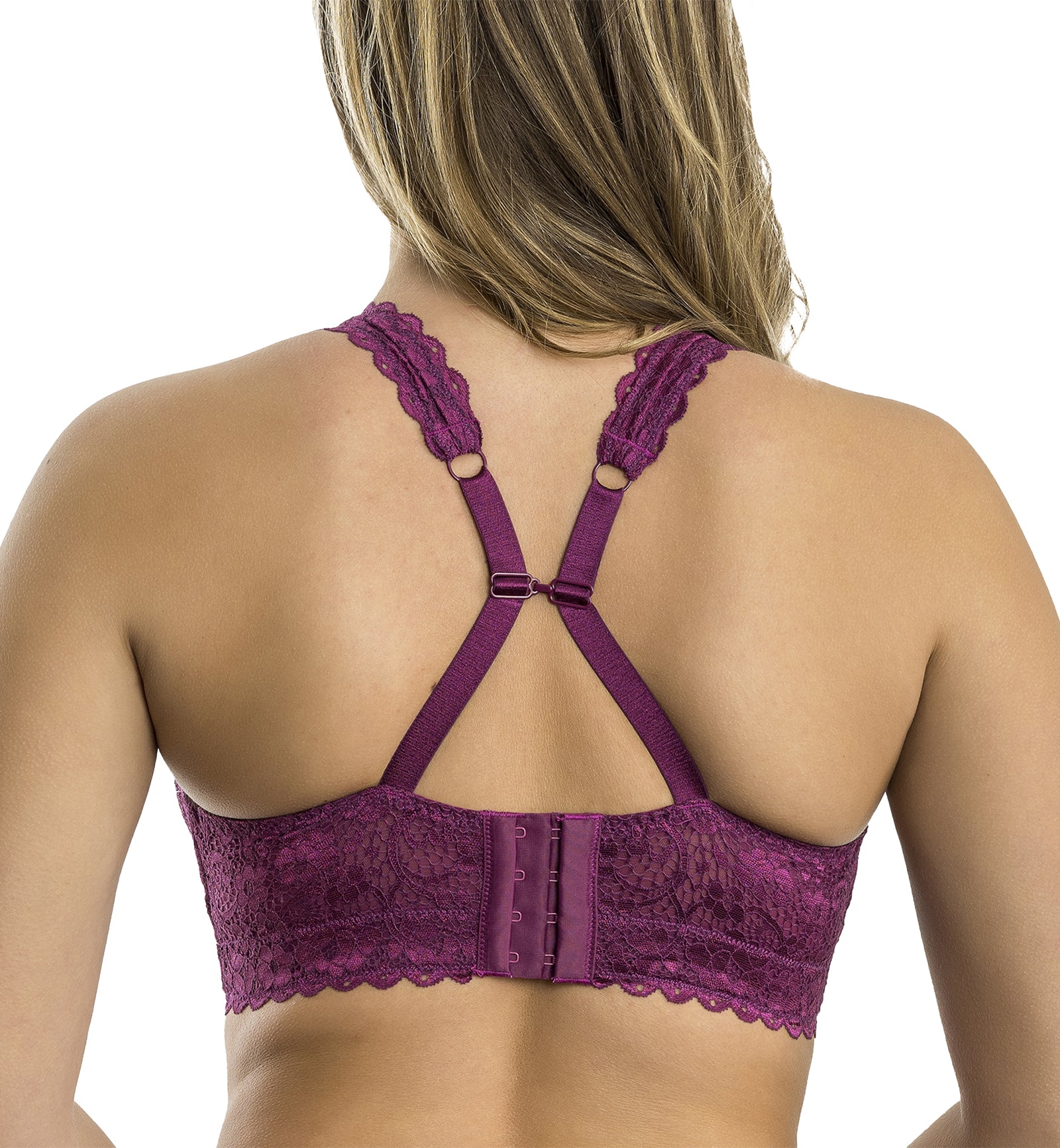 Parfait Adriana Banded Stretch Lace Wireless Bralette (P5482),30D,Blackberry - Blackberry,30D