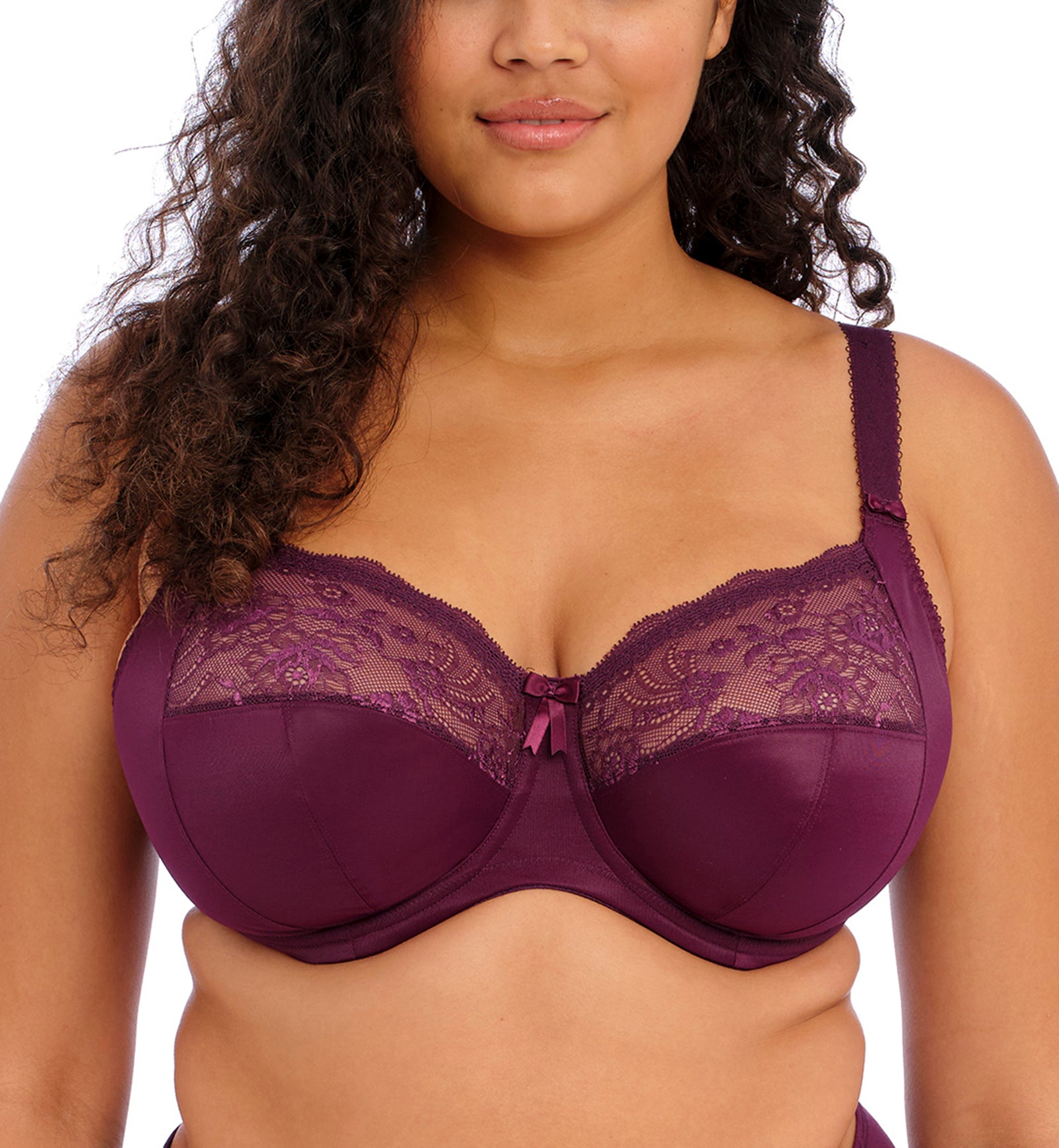 Elomi Lucie Banded Stretch Lace Plunge Underwire Bra (4490)- Rumble