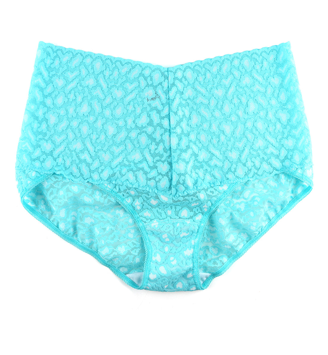 Hanky Panky Cross Dyed Leopard Retro V-kini (7J2121X),2X,Radiant Turquoise/White - Radiant Turquoise/White,2X