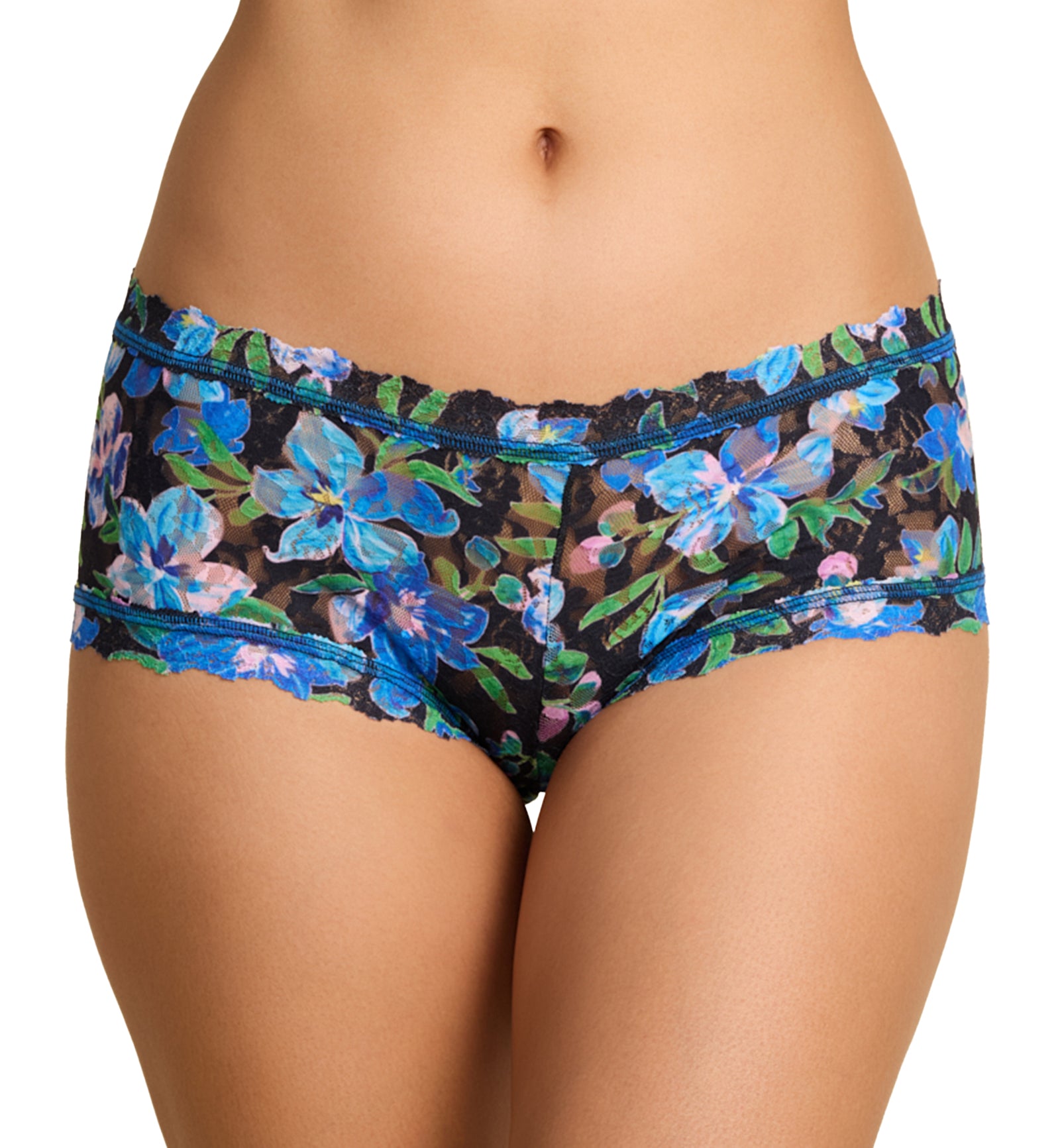 Hanky Panky Signature Lace Printed Boyshort (PR4812P),XS,Ocean Blooms - Ocean Blooms,XS