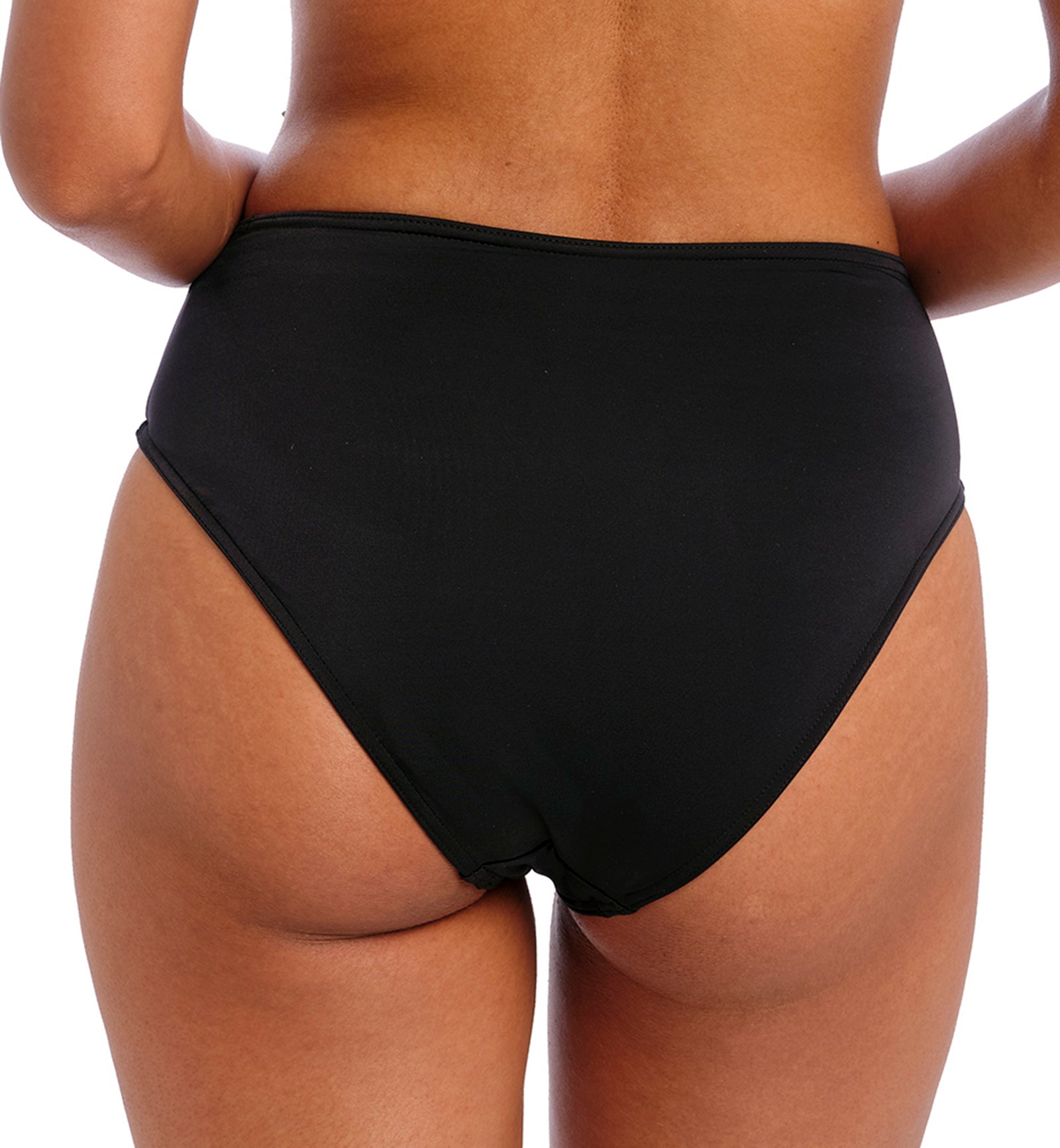 Freya Jewel Cove High Waist High Leg Swim Brief (7236),XS,Plain Black - Plain Black,XS