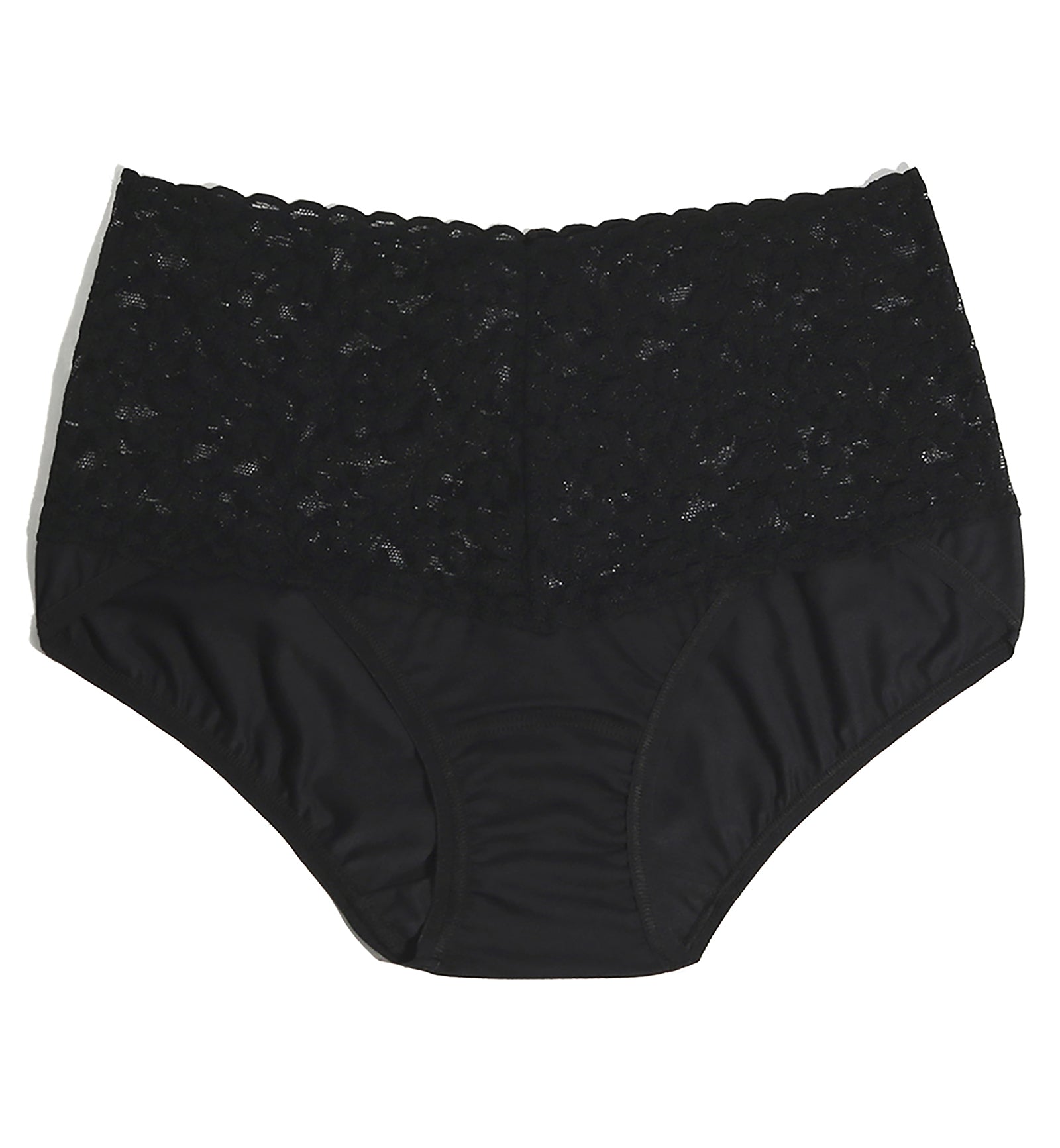 Hanky Panky Cotton Retro V-Kini with Lace (892124),Small,Black - Black,Small
