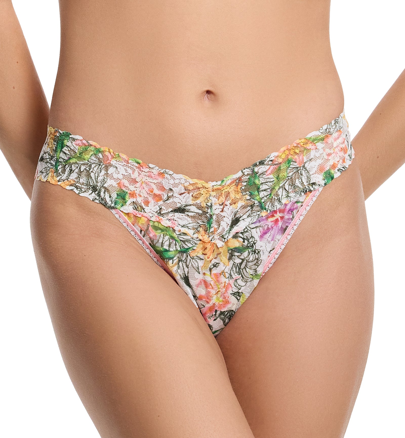 Hanky Panky Signature Lace Printed Original Rise Thong (PR4811P),Botany - Botany,One Size