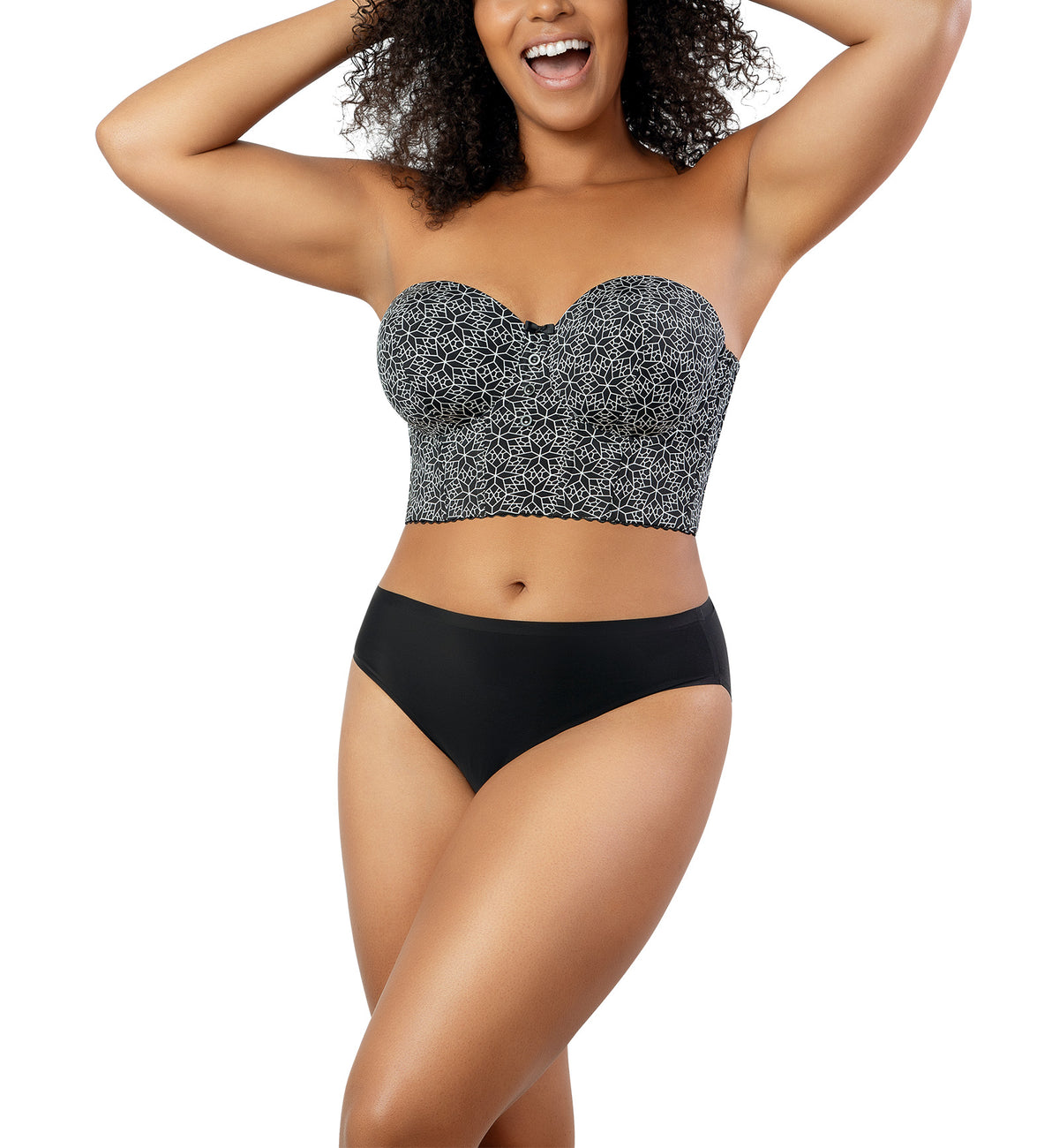 Parfait Marissa Molded Underwire Midi Bustier (P50117),30D,Black Mosaic - Black Mosaic,30D