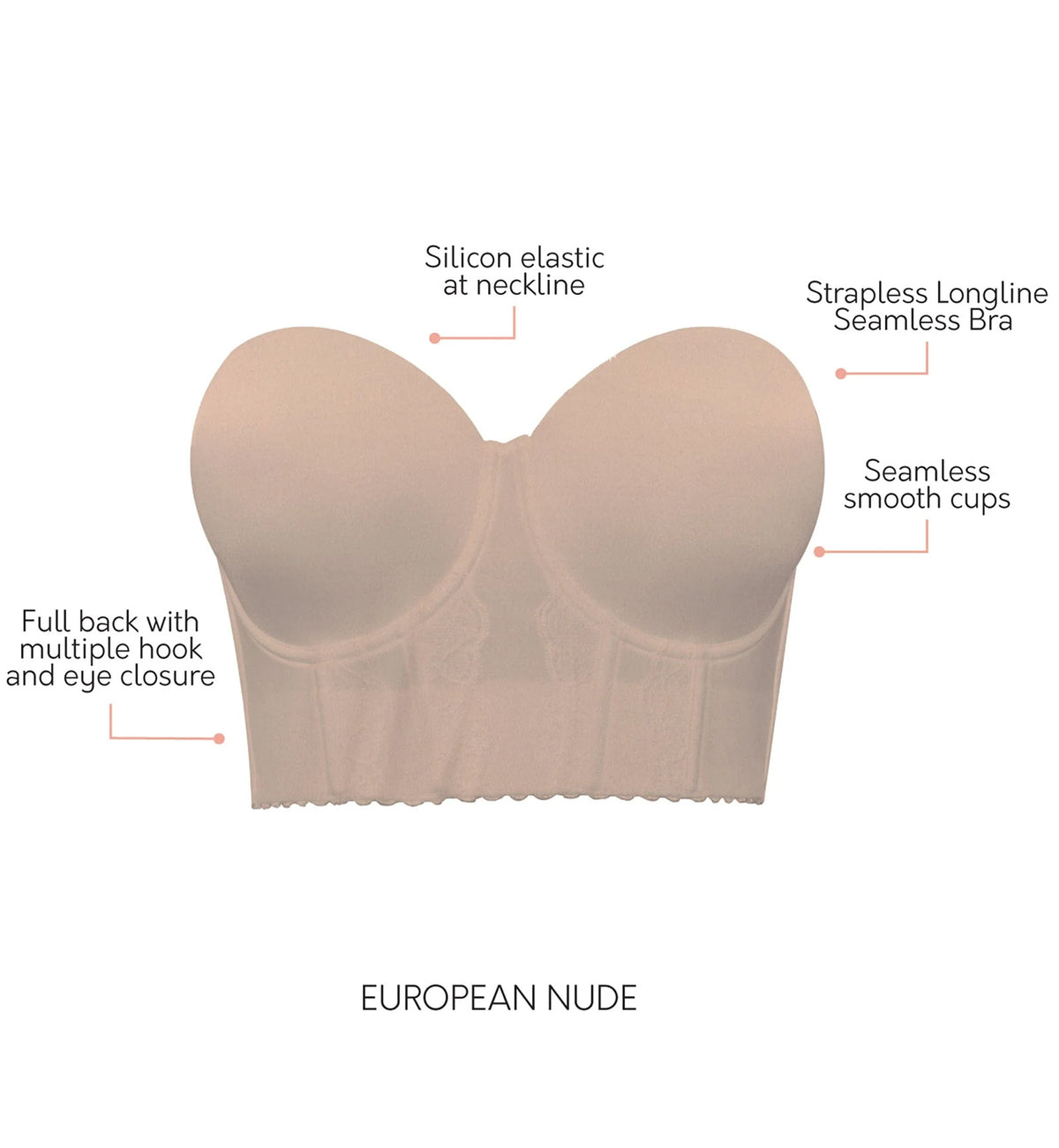 Parfait Elissa Molded Underwire Midi Bustier (P50116),32B,European Nude - European Nude,32B