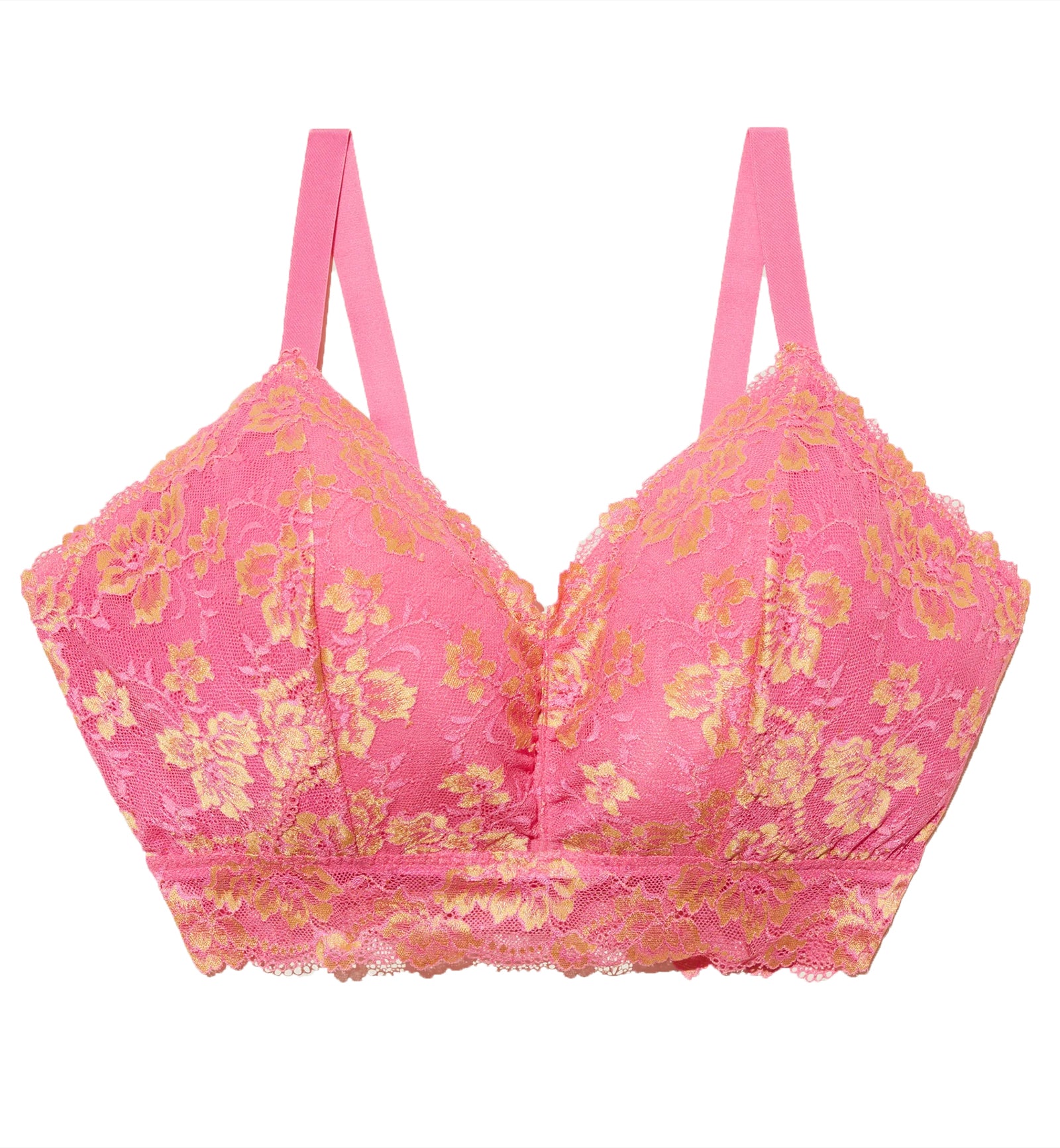Cosabella Savona ULTRA Curvy Longline Bralette (SAVON1385),XS,Rani Pink/Gold - Rani Pink/Gold,XS