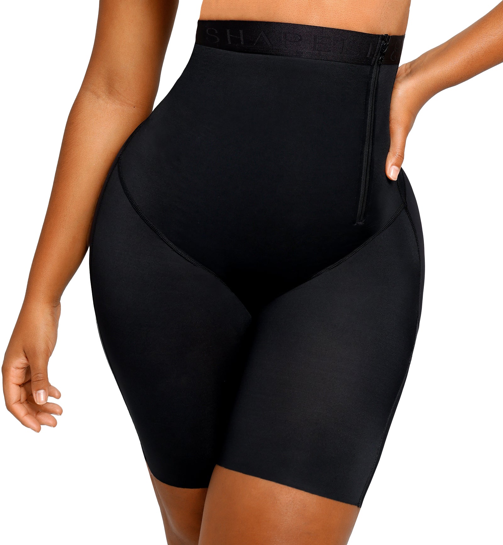 SHAPELLX BOOT-YEAH SilkSculpt High-Waisted Short (MT230442),Small,Black - Black,Small