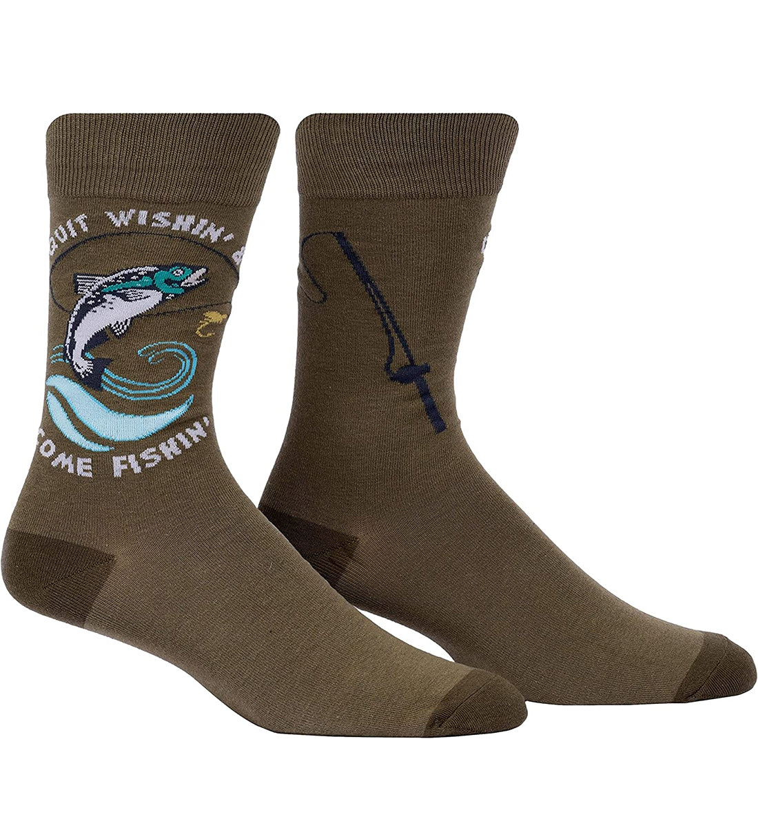 SOCK it to me Men's Crew Socks (MEF0585),Quit Wishin' & Come Fishin' - Quit Wishin' & Come Fishin',One Size