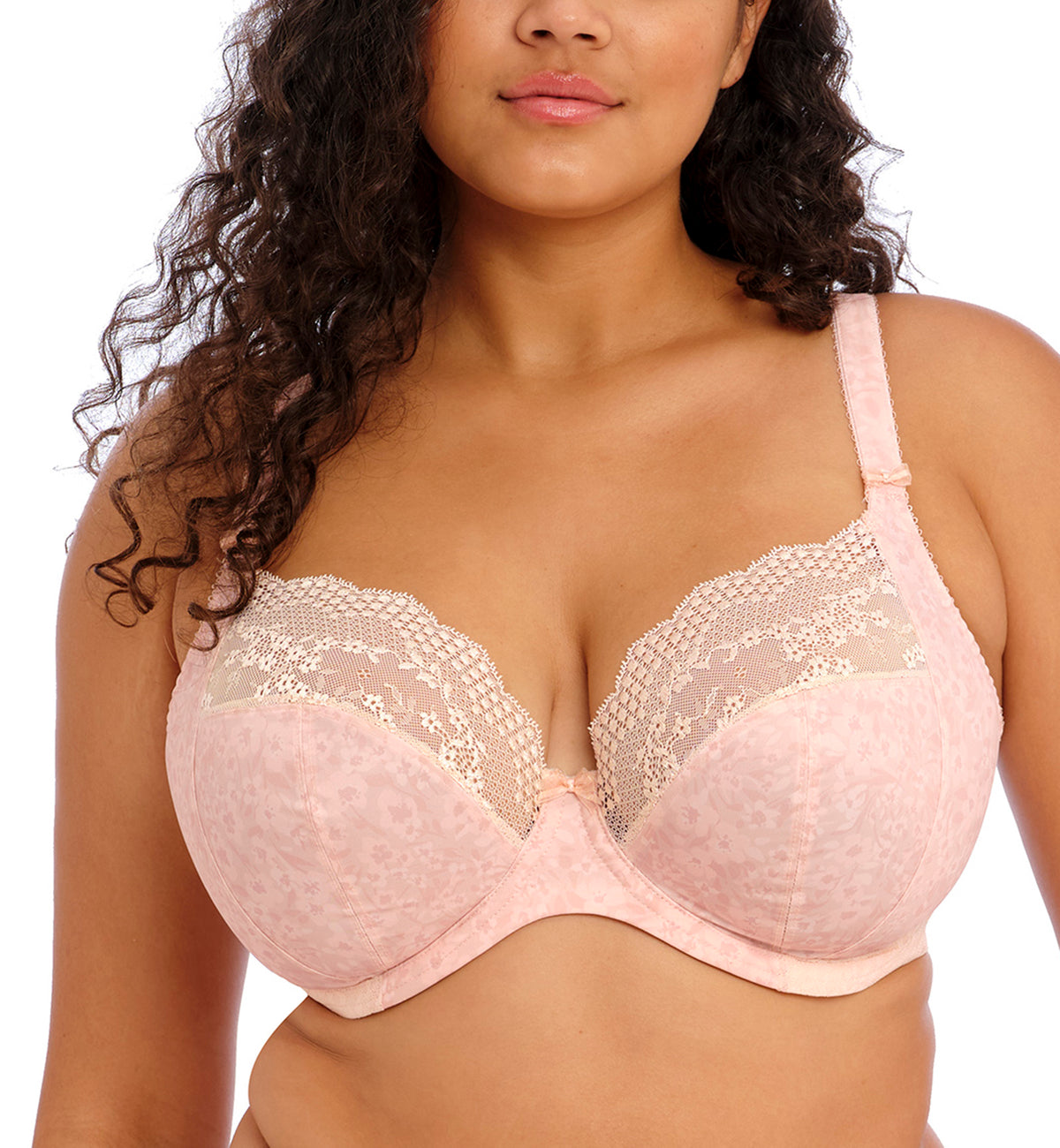 Elomi Lucie Banded Stretch Lace Plunge Underwire Bra (4490),40G,Rumble 