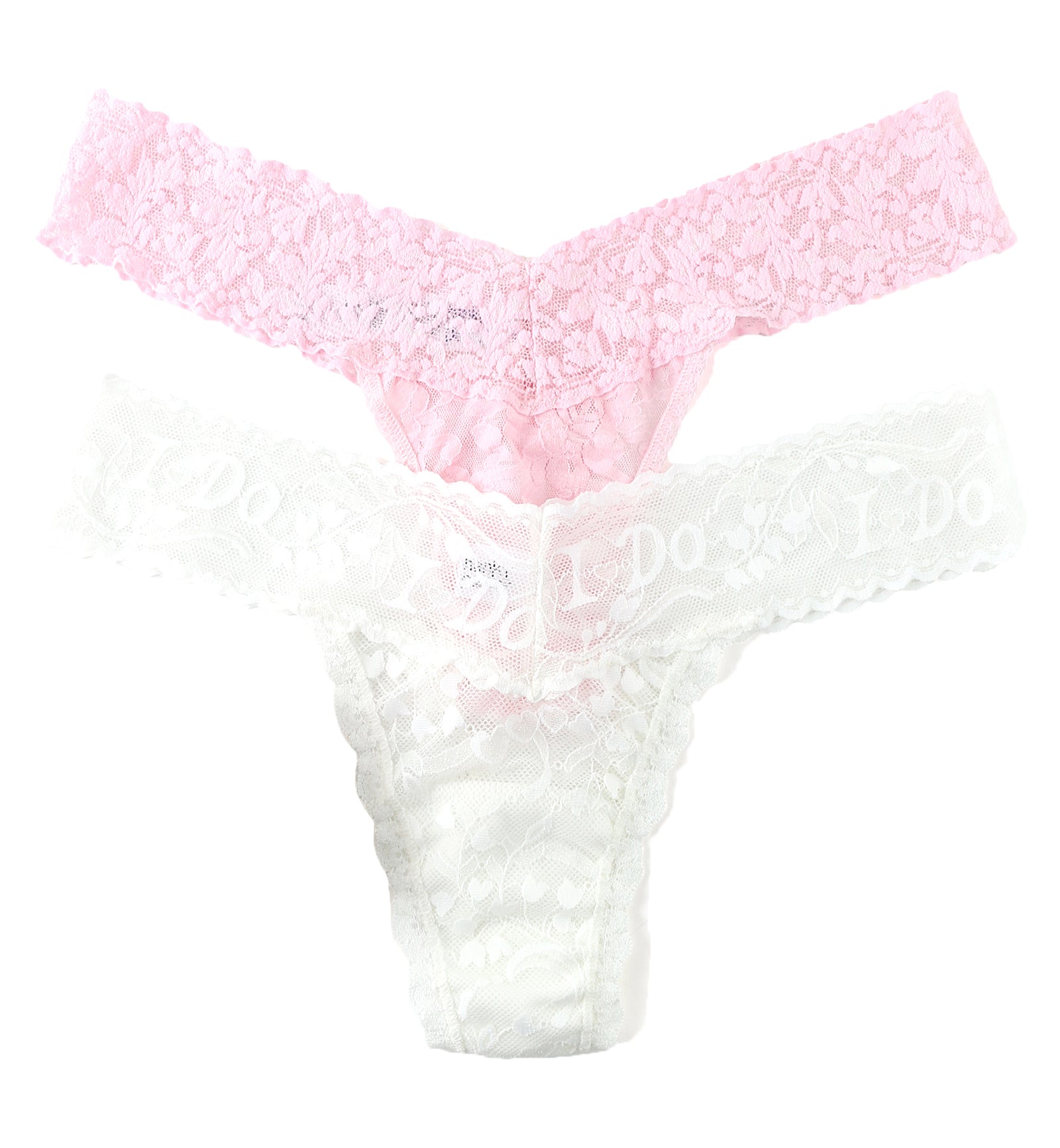 Hanky Panky Bridal I DO Shimmer & Signature Lace Low Rise Thong 2-PACK (49SHIM2PK),Light Ivory/Bliss Pink - Light Ivory/Bliss Pink,One Size