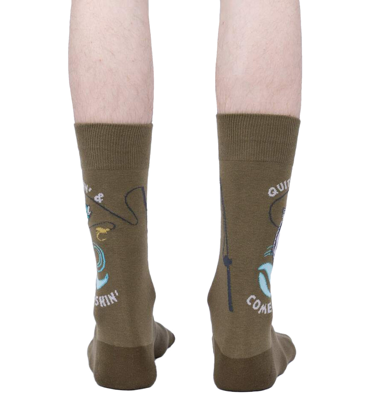 SOCK it to me Men's Crew Socks (MEF0585),Quit Wishin' & Come Fishin' - Quit Wishin' & Come Fishin',One Size