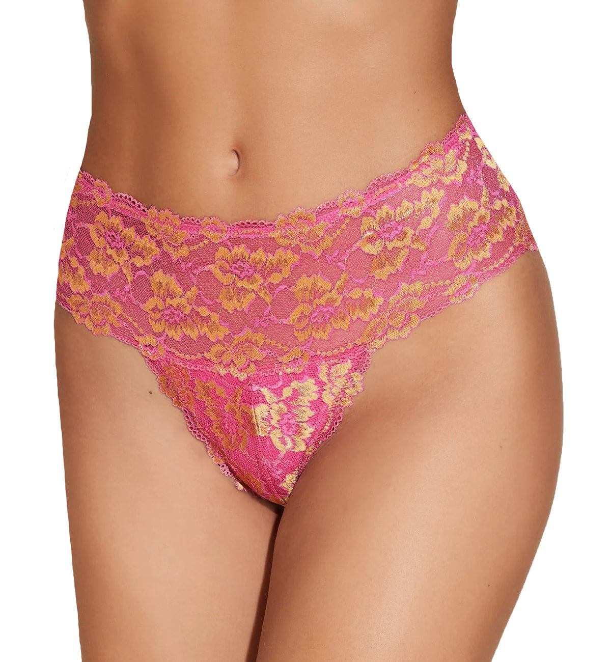 Cosabella Savona High Waist Brief Panty (SAVON0562),Small,Rani Pink/Gold - Rani Pink/Gold,Small