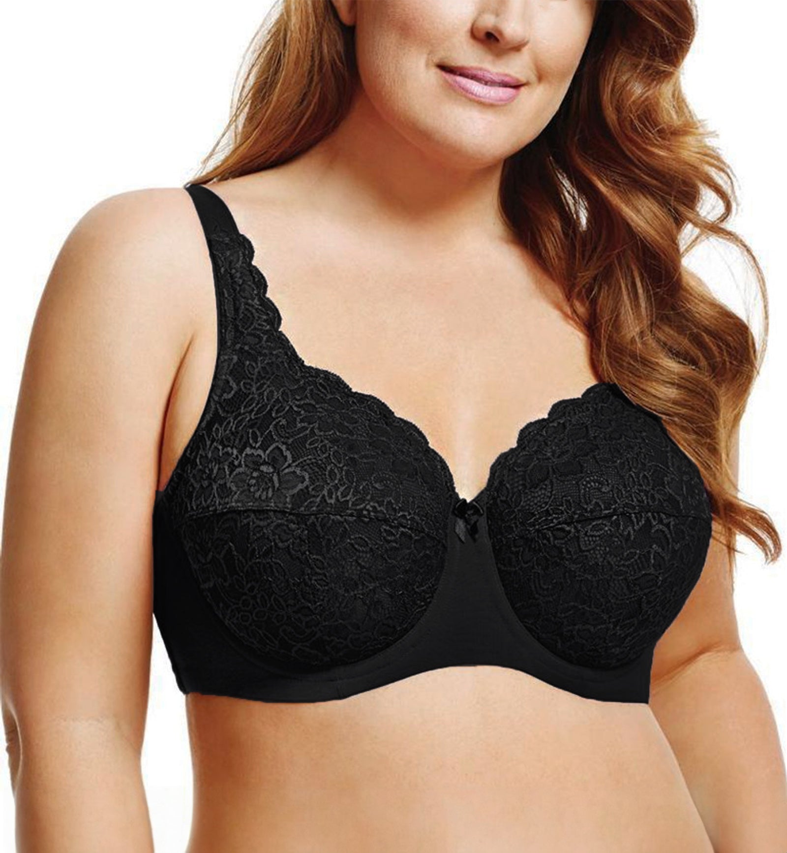 Elila Isabella Stretch Lace Full Coverage Underwire Bra (2311),34I,Black - Black,34I