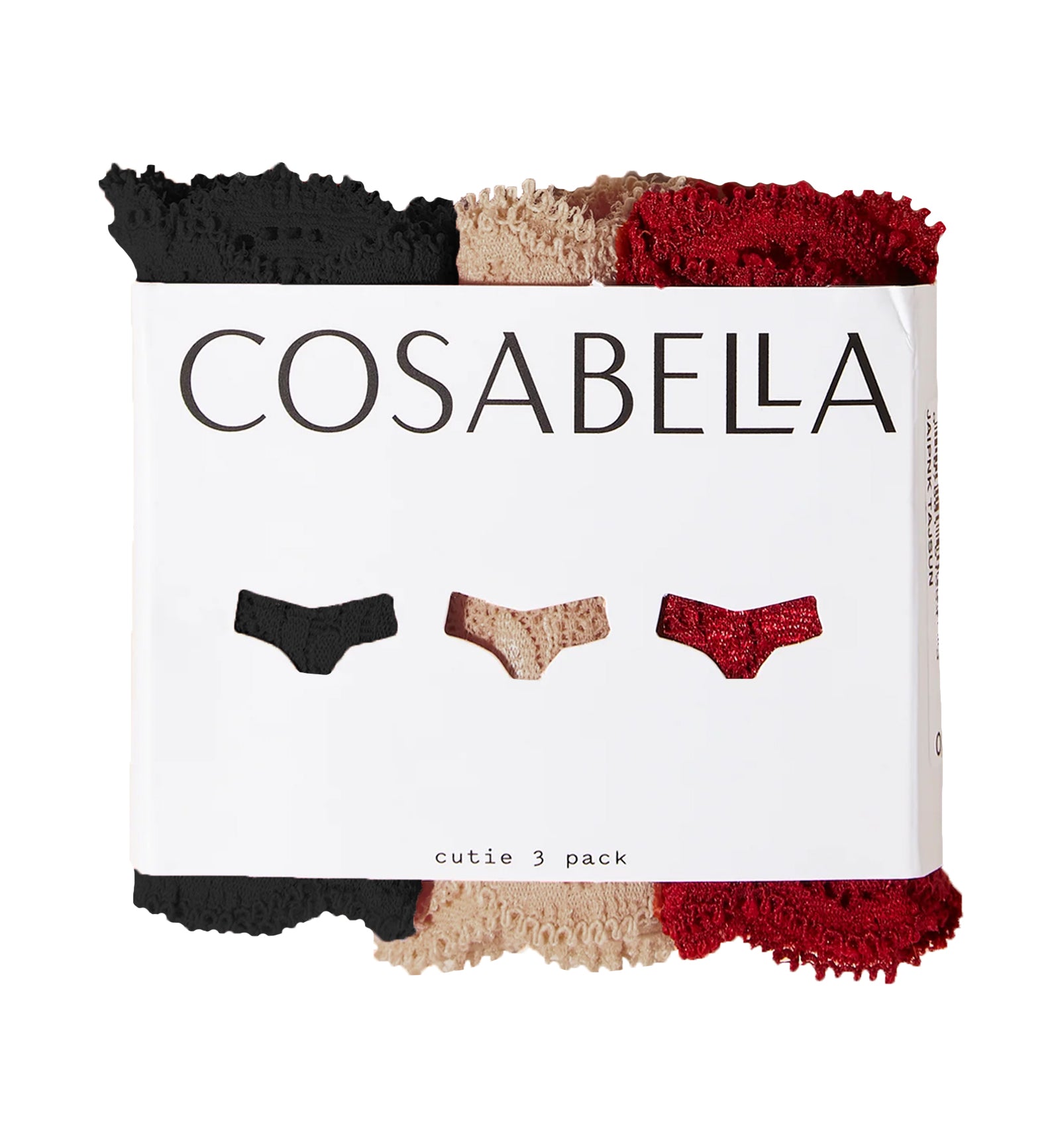 Cosabella NSN 3 PACK Cutie Low Rise Thongs (NSNPK0321),Sindoor Red/Black/Sette - Sindoor Red/Black/Sette,One Size