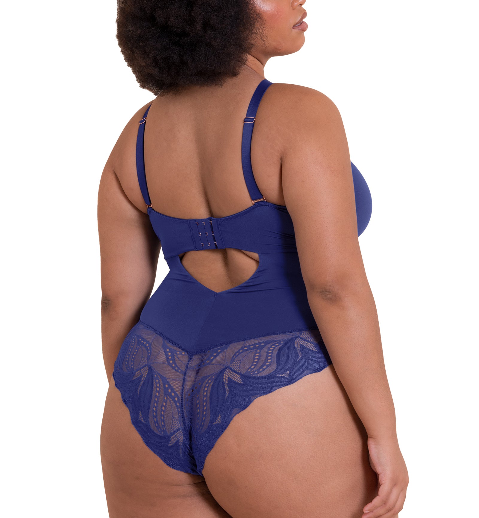 Scantilly by Curvy Kate Indulgence Stretch Lace Body Suit (ST010704),S,Deep Blue - Deep Blue,Small