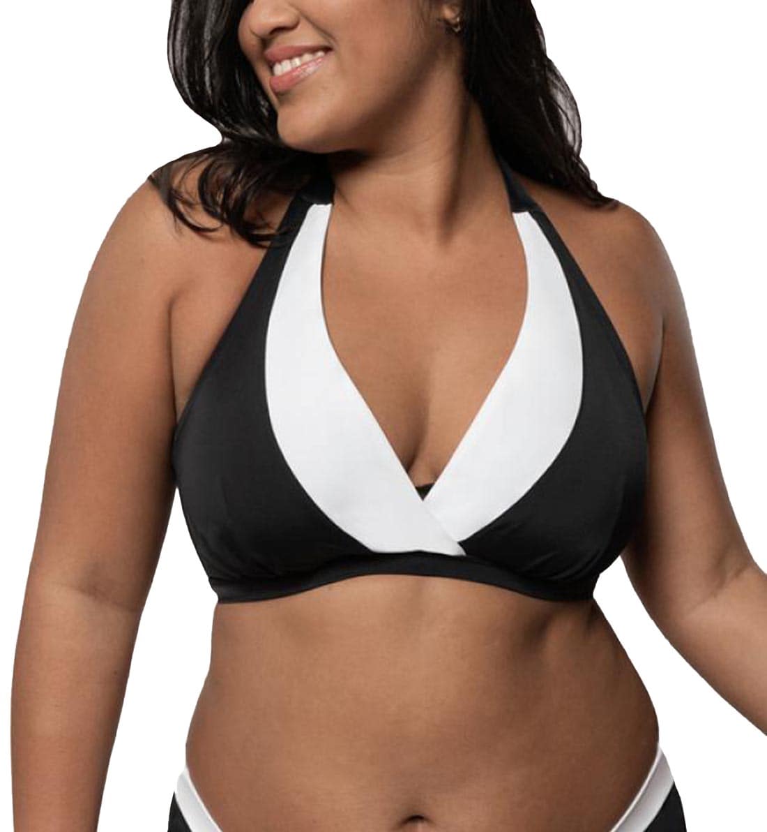 DORINA Curves Casablanca Non Padded Underwire Halterneck Bikini Top (D01574M),36DD,Black - Black,36DD