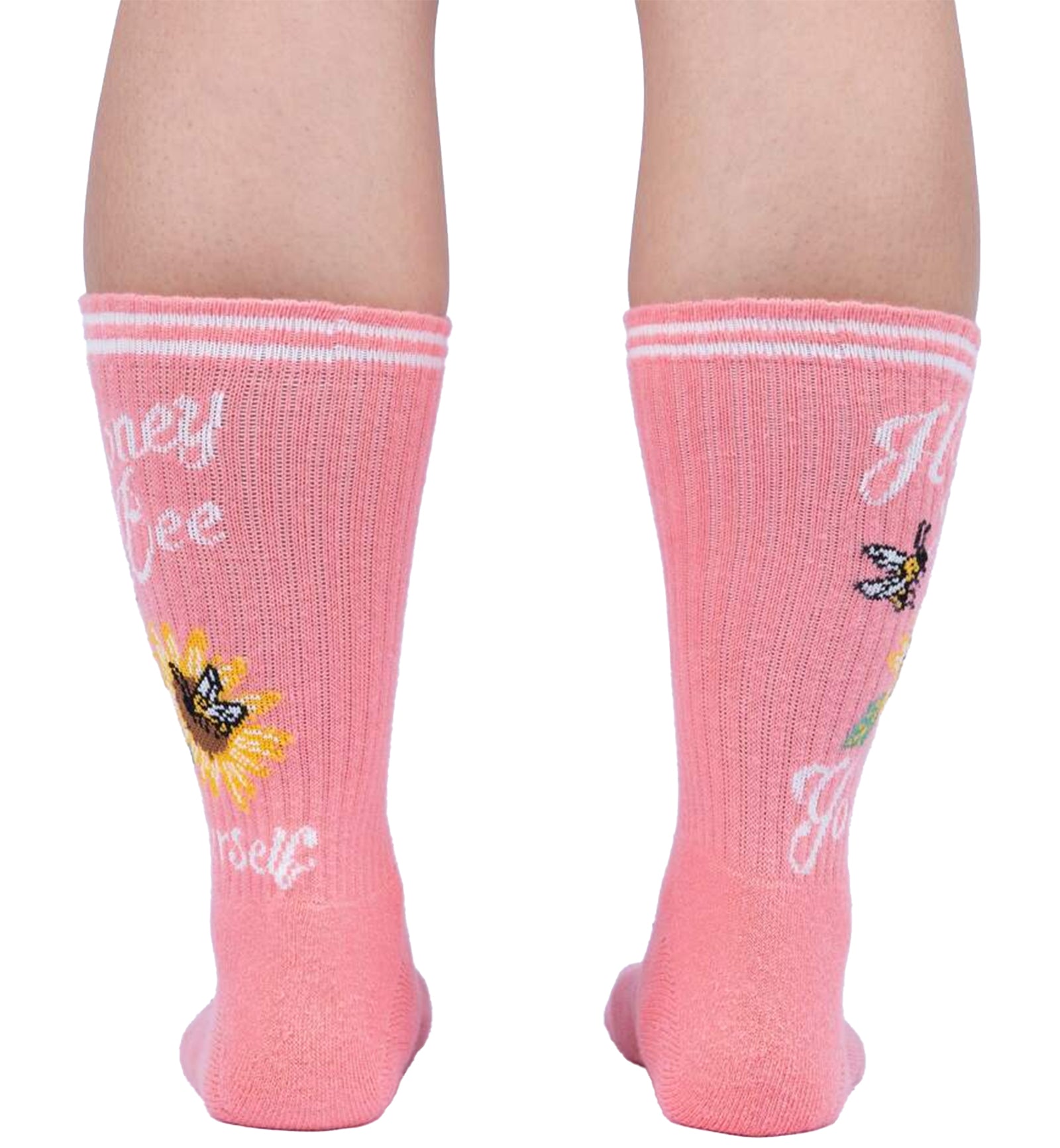 SOCK it to me Athletic Ribbed Crew Socks (R0001),Honey Bee Yourself - Honey Bee Yourself,One Size