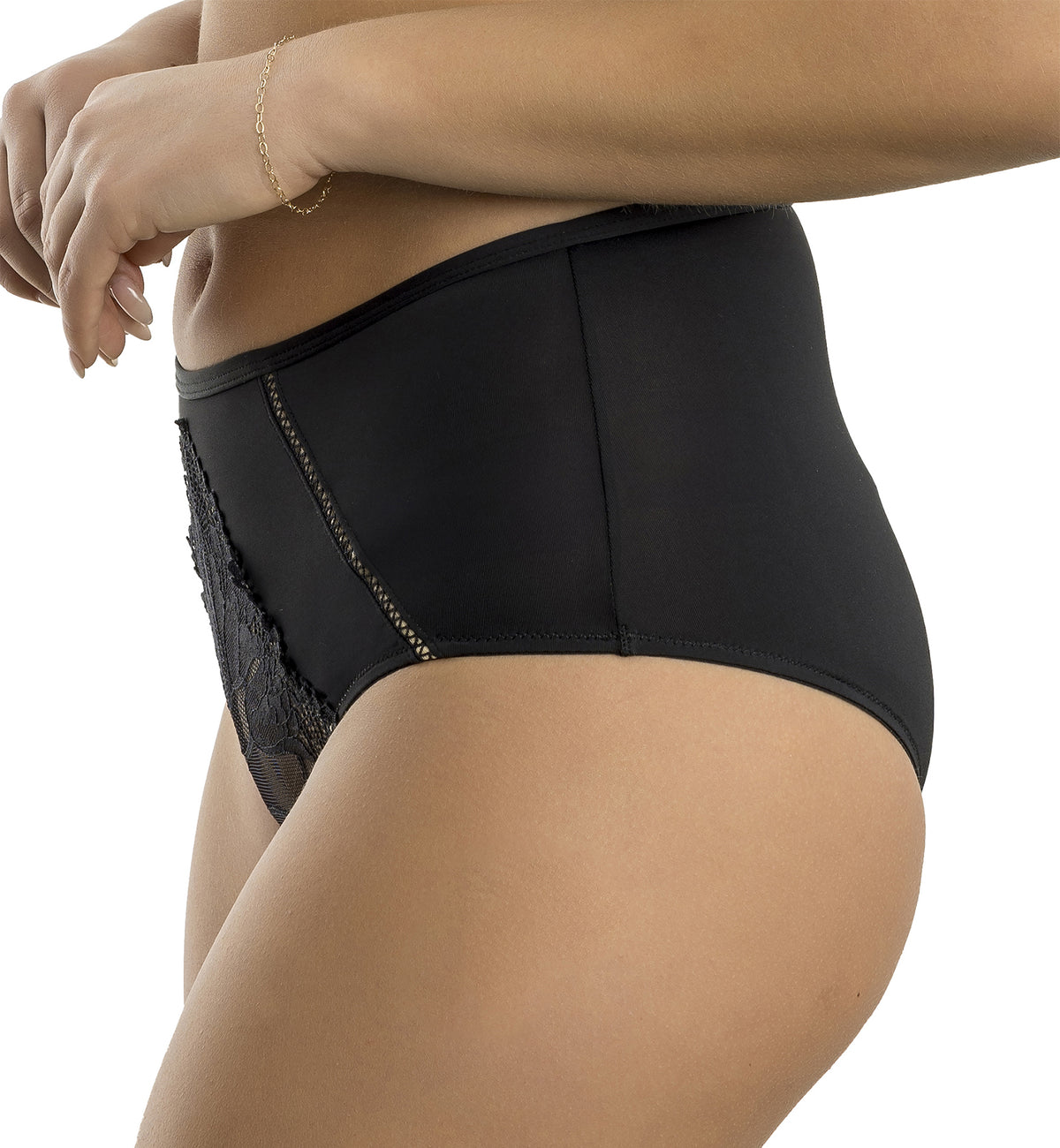 Parfait Charlene High Waist Brief (P5005),Small,Black - Black,Small