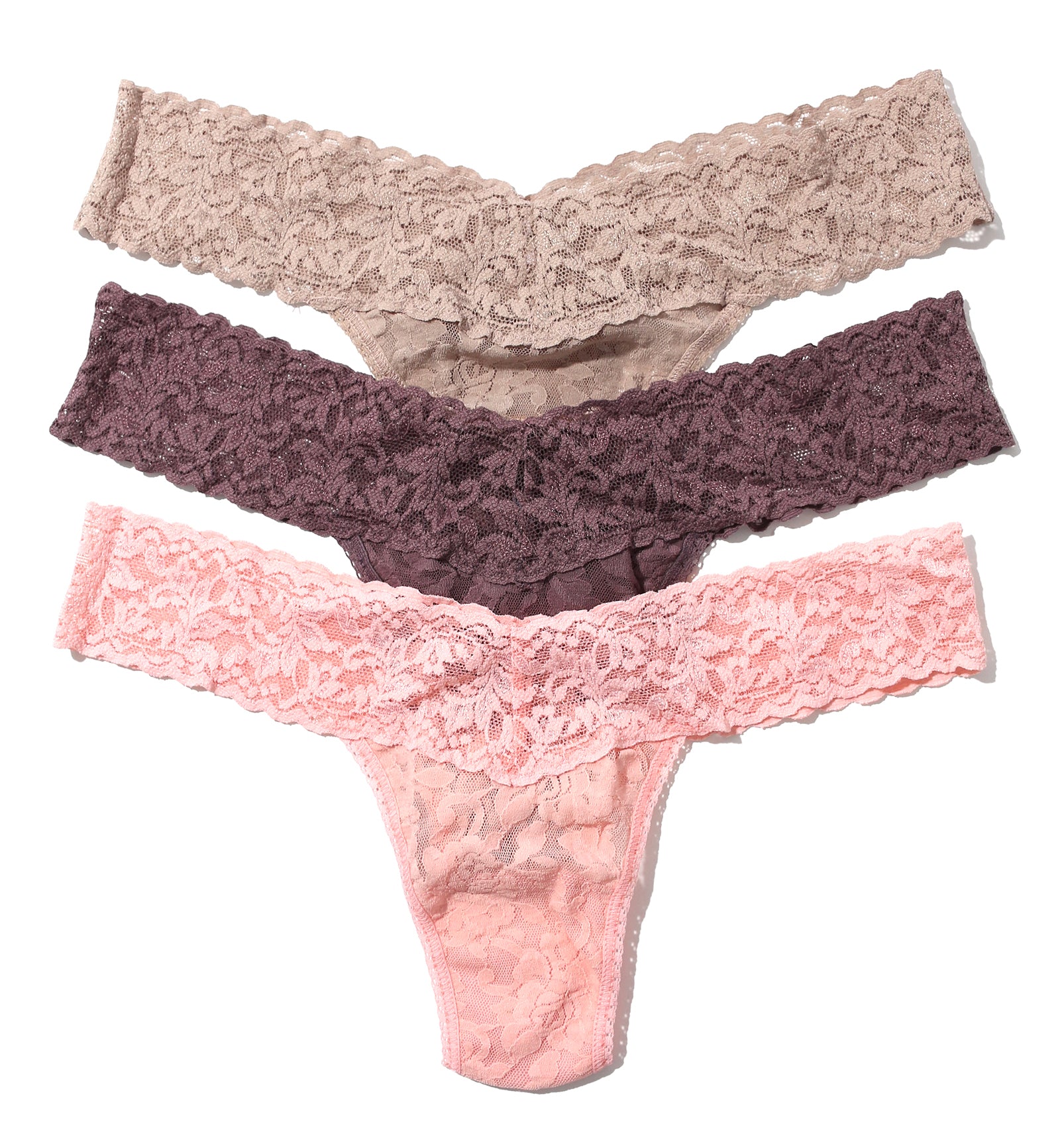 Hanky Panky 3-PACK Signature Lace Low Rise Thong (49113PK),Still Life - SLV3,One Size