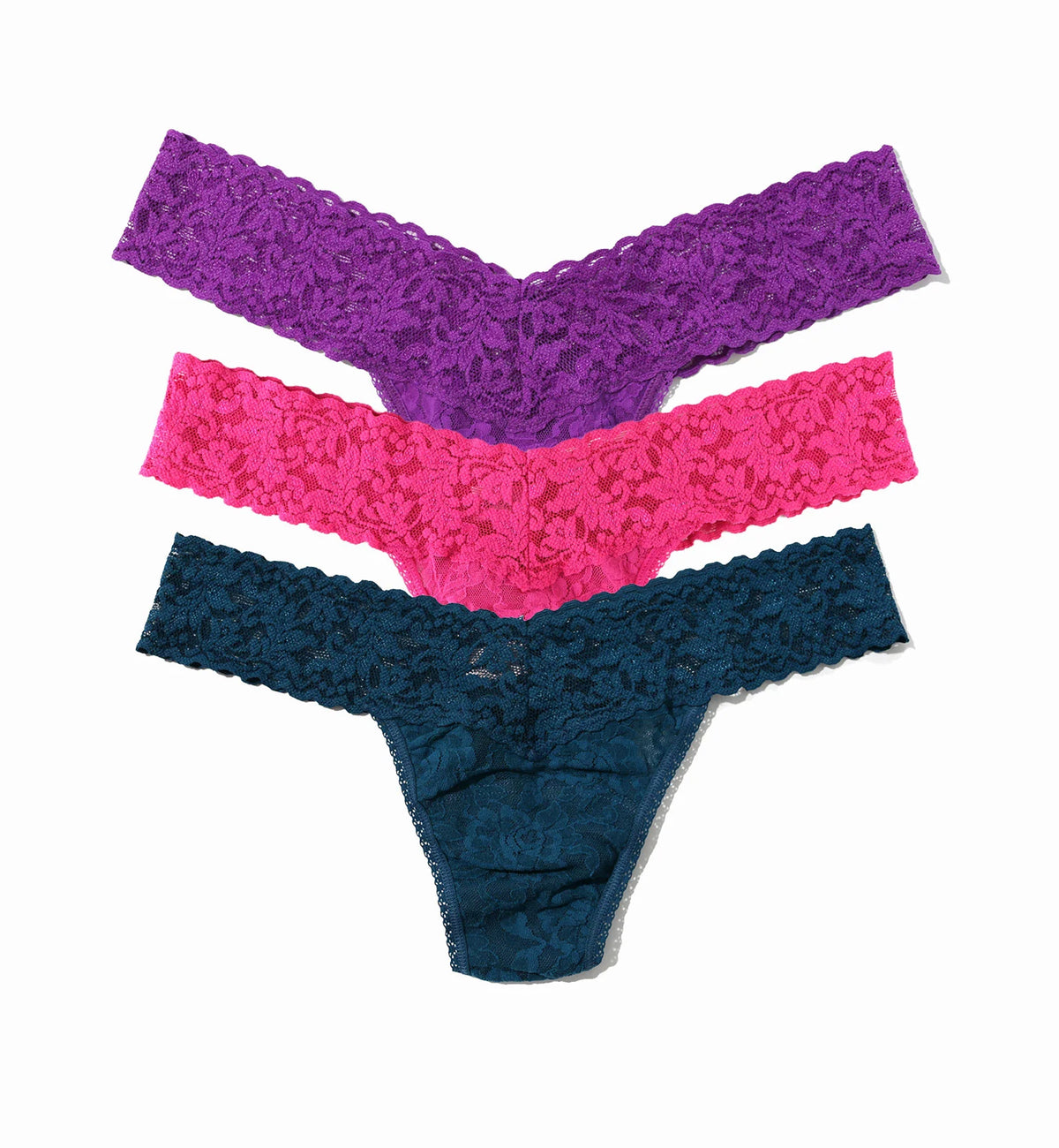 Hanky Panky 3-PACK Signature Lace Low Rise Thong (49113PK),DOHG - Sweet Tart/Tangelo Orange/Twilight Purple,One Size