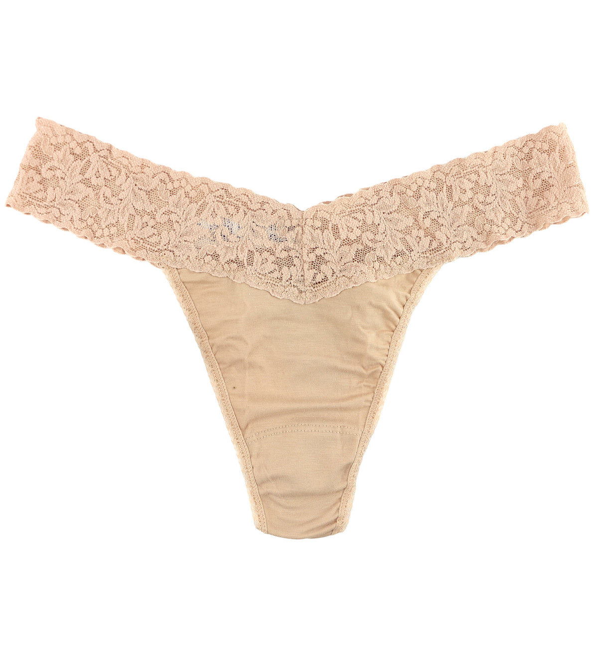 Hanky Panky Original Rise Organic Cotton Thong with Lace (891801),Chai - Chai,One Size