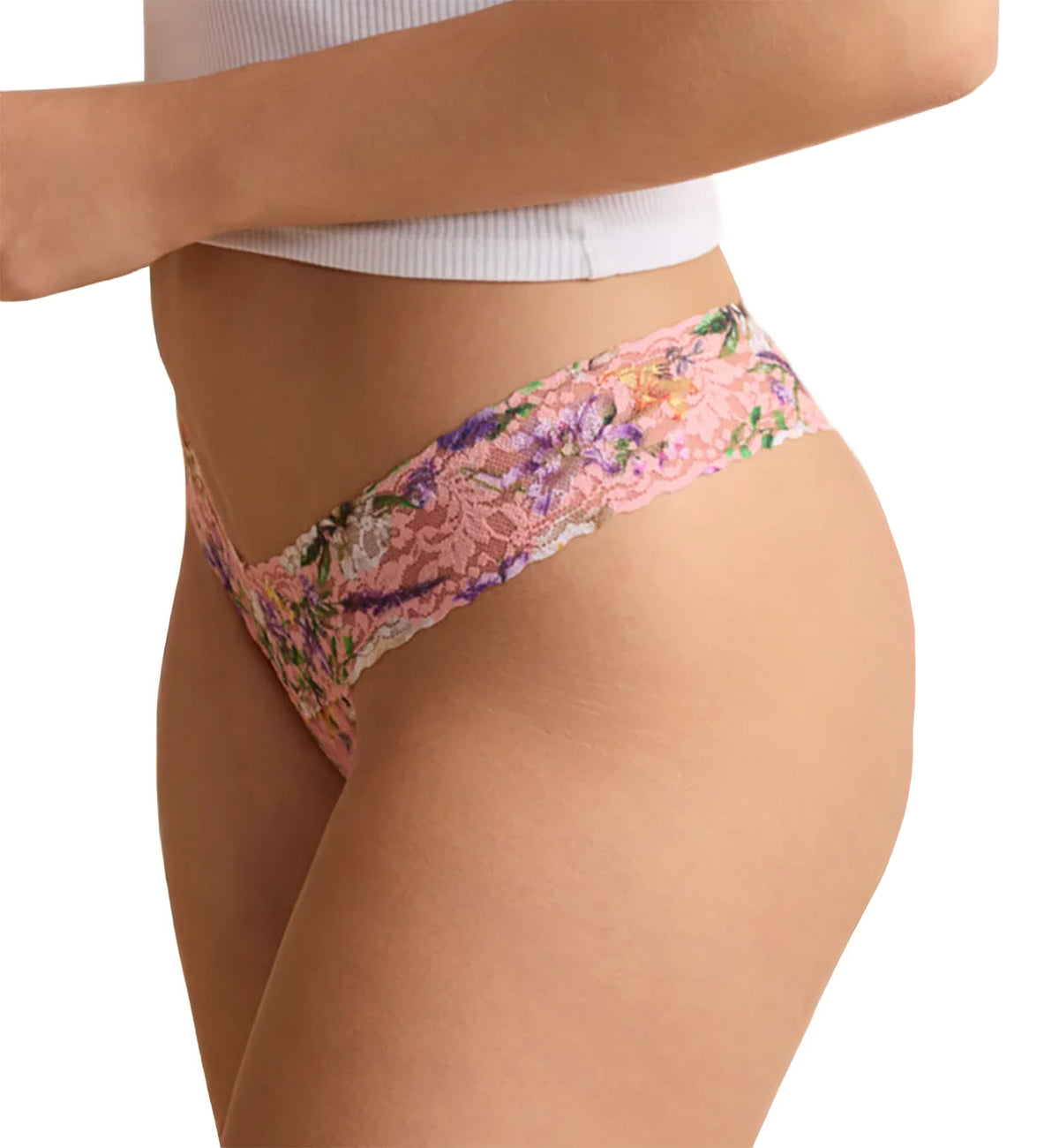 Hanky Panky Signature Lace Printed Low Rise Thong (PR4911P),Fawning Flora - Fawning Flora,One Size