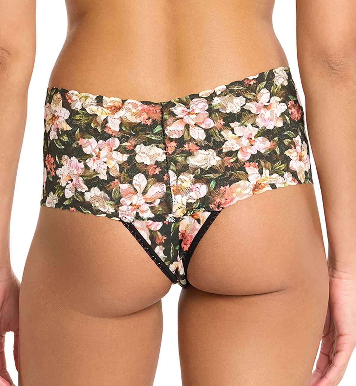 Hanky Panky Printed Retro Lace Thong (PR9K1926),Dark Room Blooms - Dark Room Blooms,One Size