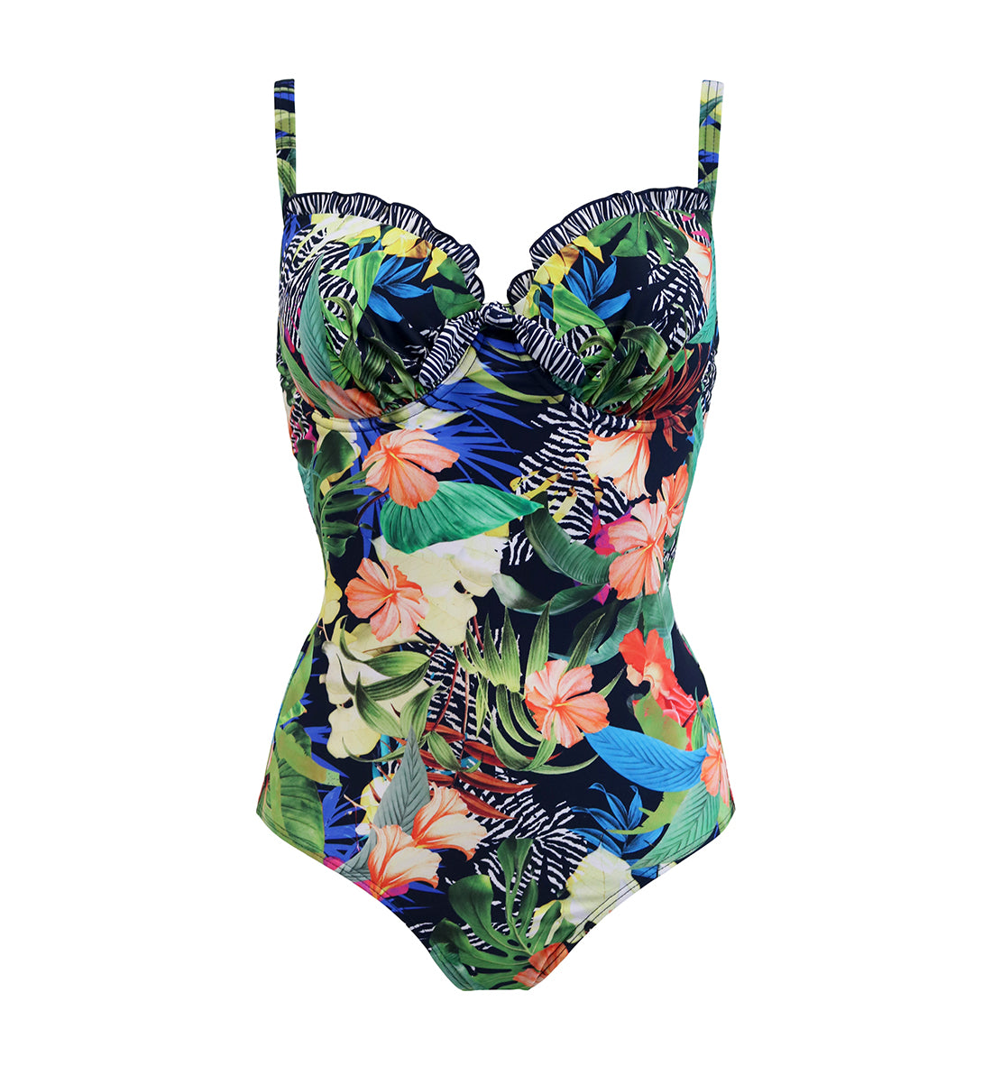 Pour Moi Havana Breeze Padded Underwire Control Swimsuit (13413),32G,Tropical - Tropical,32G