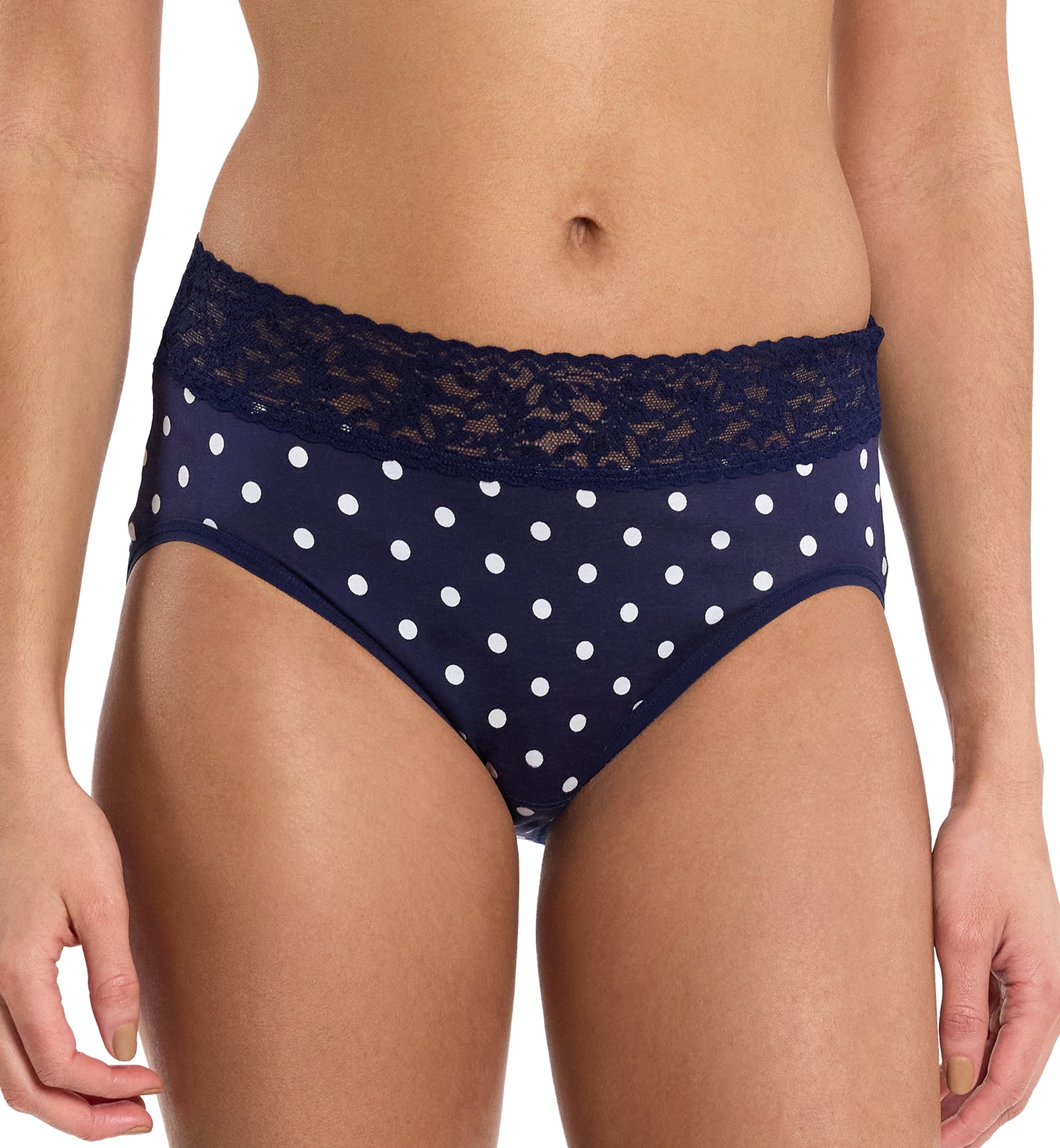 Hanky Panky Cotton Printed French Brief with Lace (PR892461),Small,Full Circle - Full Circle,Small