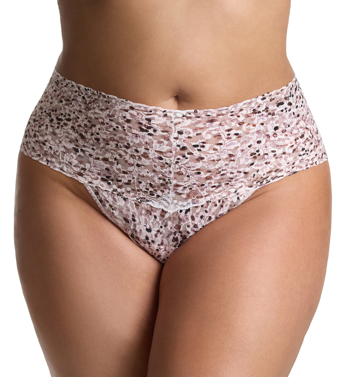 Hanky Panky Plus Size Printed Retro Lace Thong (PR9K1926X),Unconventional - Unconventional,One Size