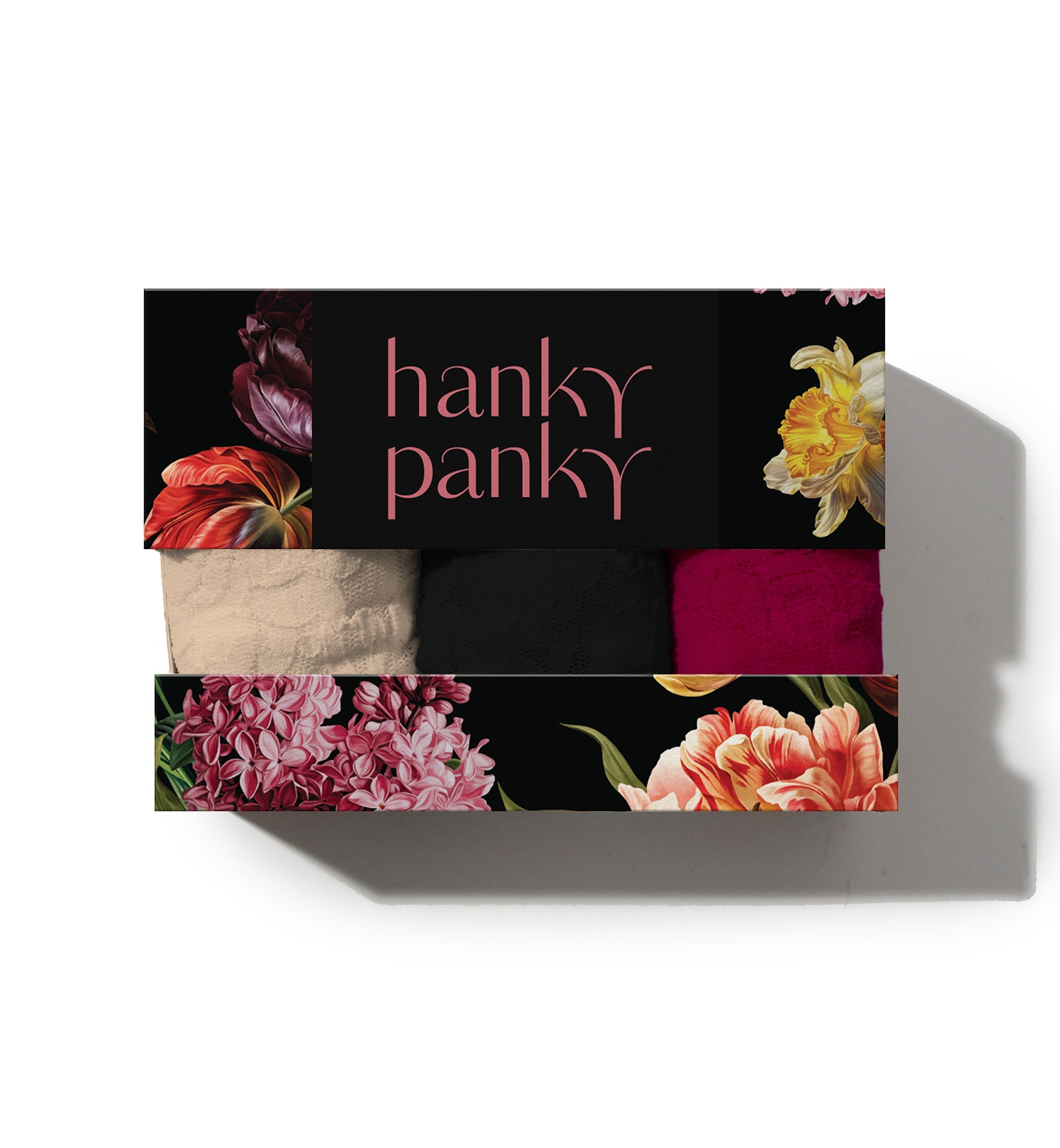 Hanky Panky 3-PACK Signature Lace Original Rise Thong (48113PK),CBDM - Chai/Black/Dark Pomegranate,One Size