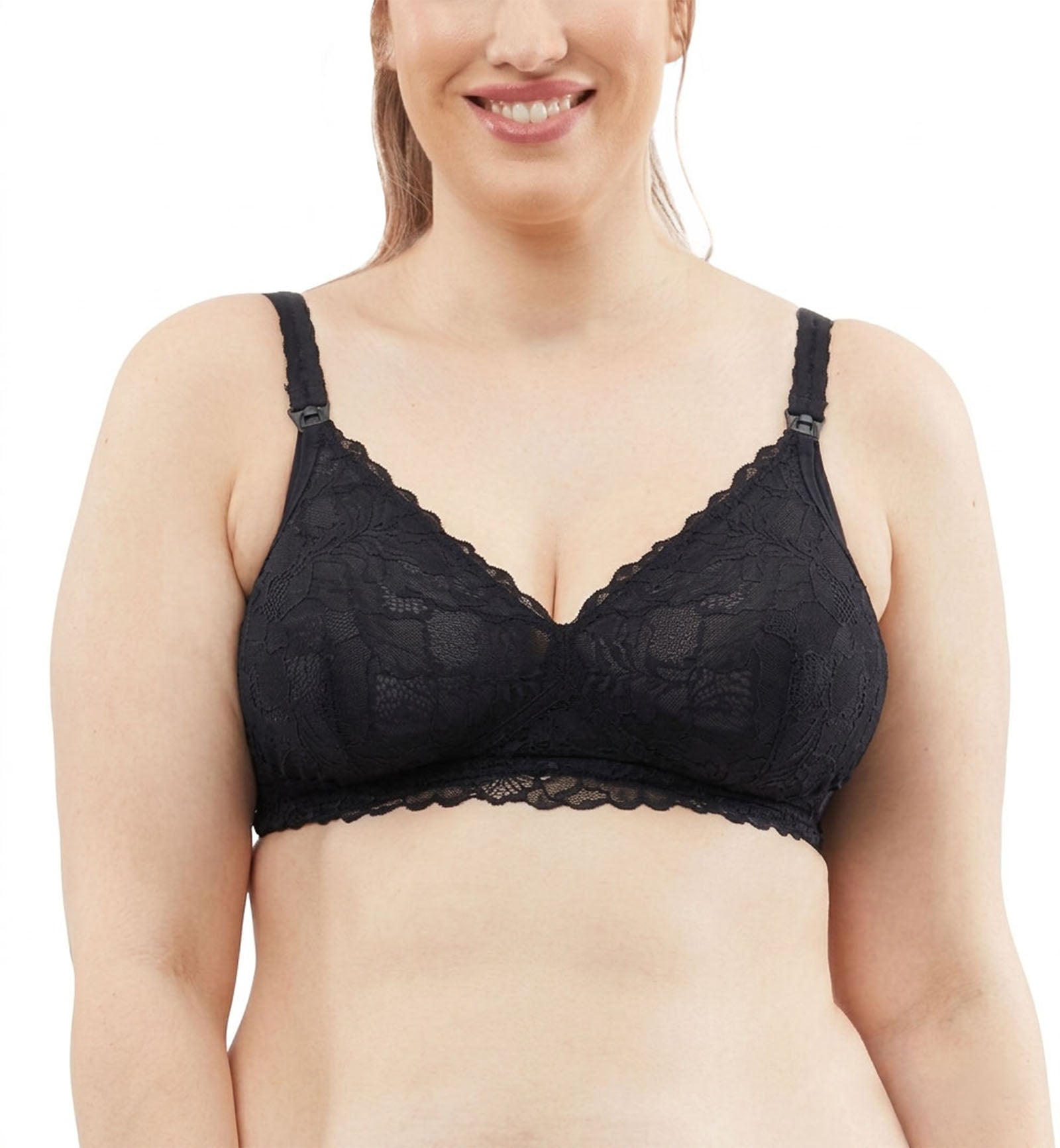 Chantilly Lace Non-Wire Maternity & Nursing Bralette (29-1045),Small E-G,Black - Black,Small E-G