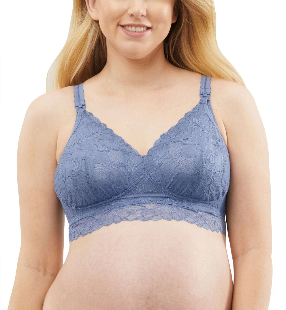 Chantilly Lace Non-Wire Maternity & Nursing Bralette (29-1045),Small E-G,Blue - Blue,Small E-G
