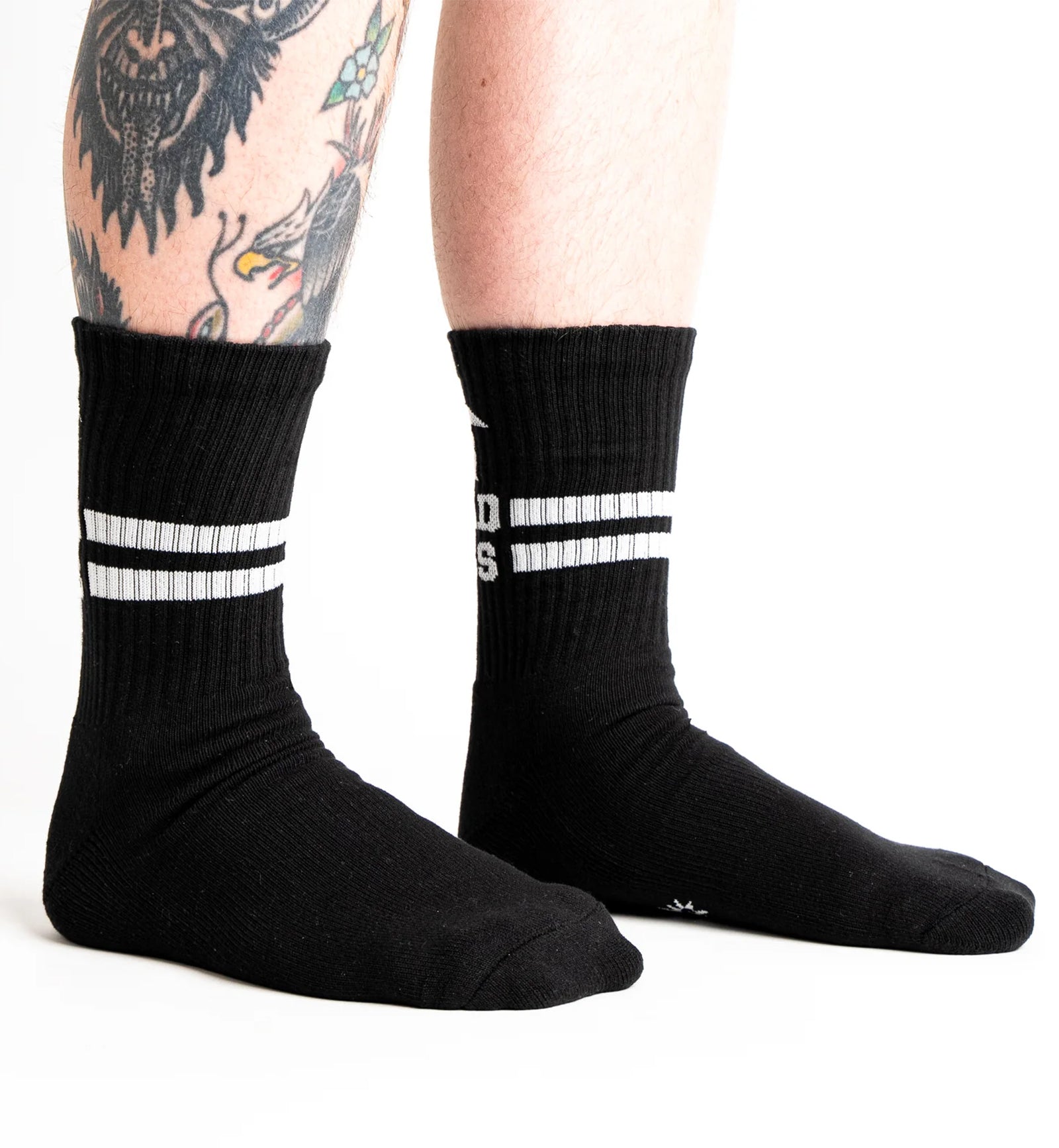 SOCK it to me Athletic Ribbed Crew Socks (R0034-1),Bad Ass (Black) - Bad Ass (Black),One Size