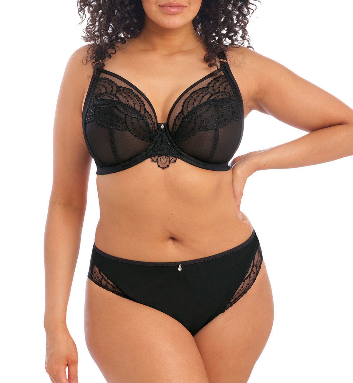 Elomi Priya Brazilian Panty (4557),Medium,Black - Black,Medium