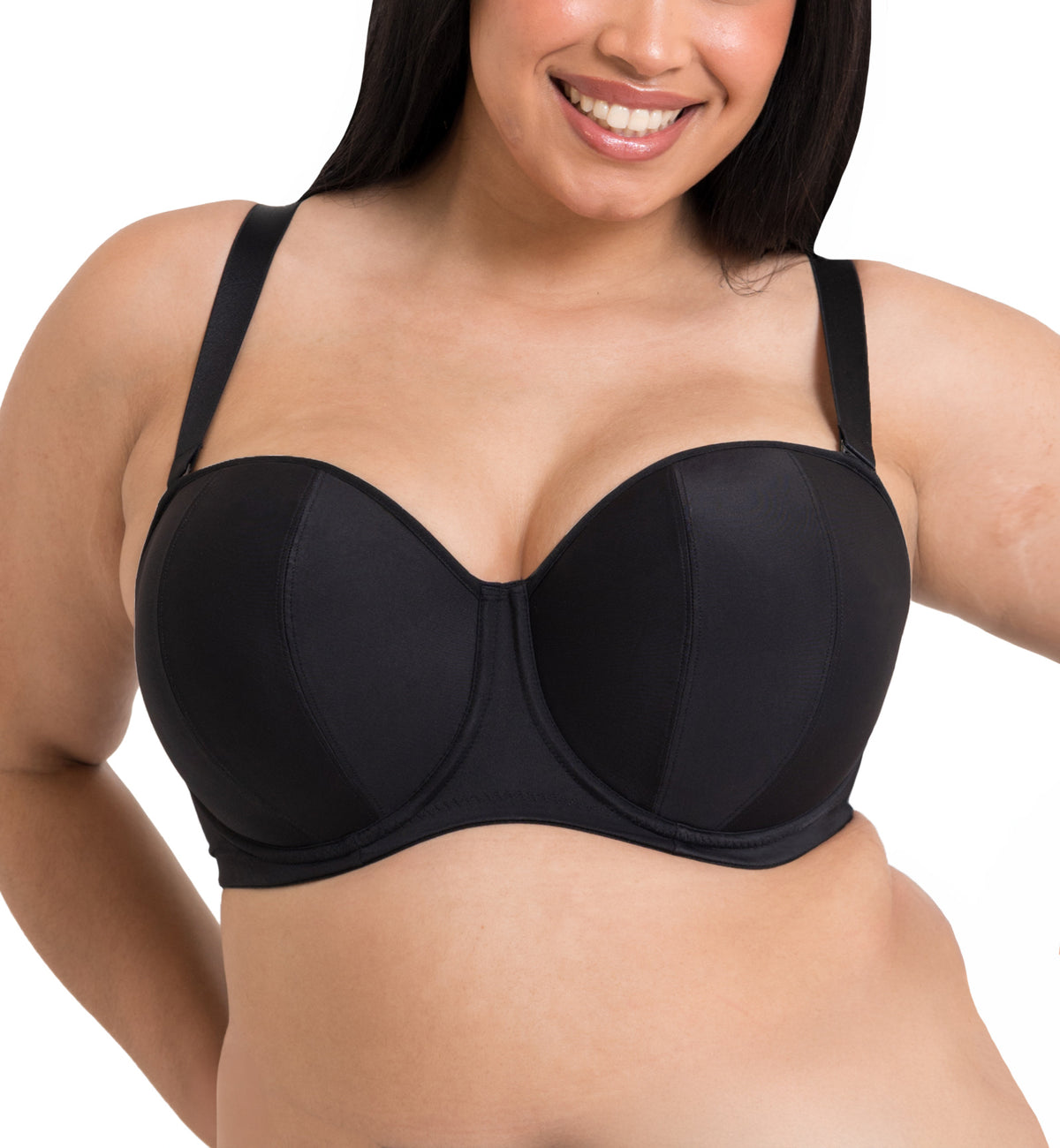 Curvy Kate Luxe Multiway Strapless Underwire Bra (CK2601),28GG,Jet Black - Jet Black,28GG