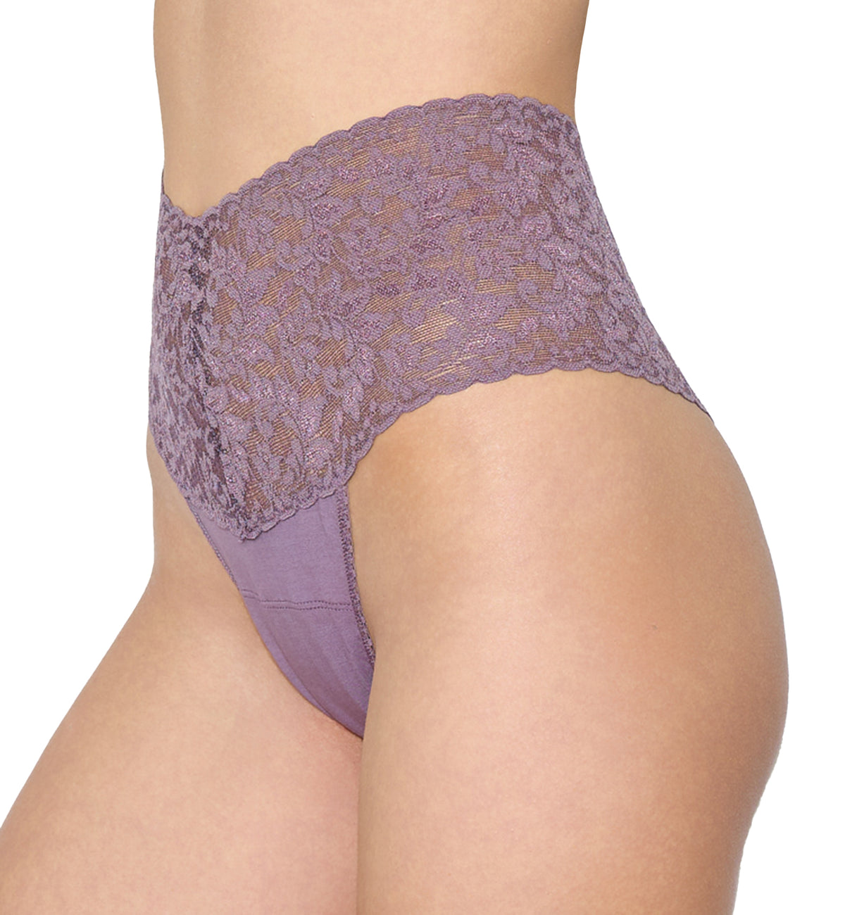 Hanky Panky Cotton Retro Thong with Lace (891924),Dusk - Dusk,One Size