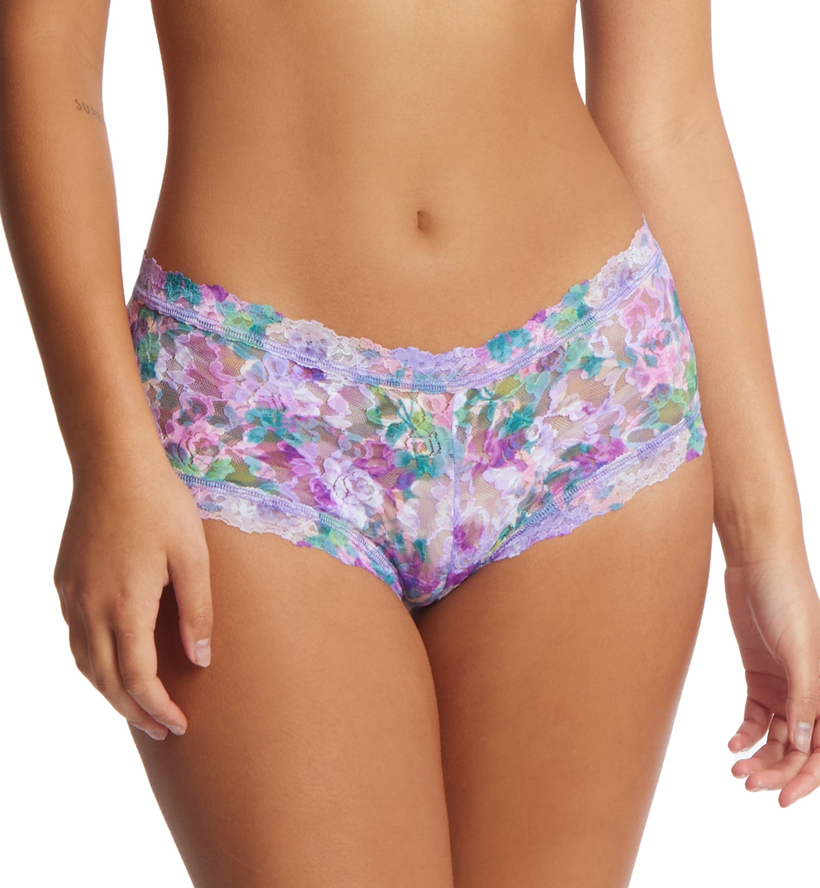 Hanky Panky Signature Lace Printed Boyshort (PR4812P),XS,Bathe in Petals - Bathe in Petals,XS
