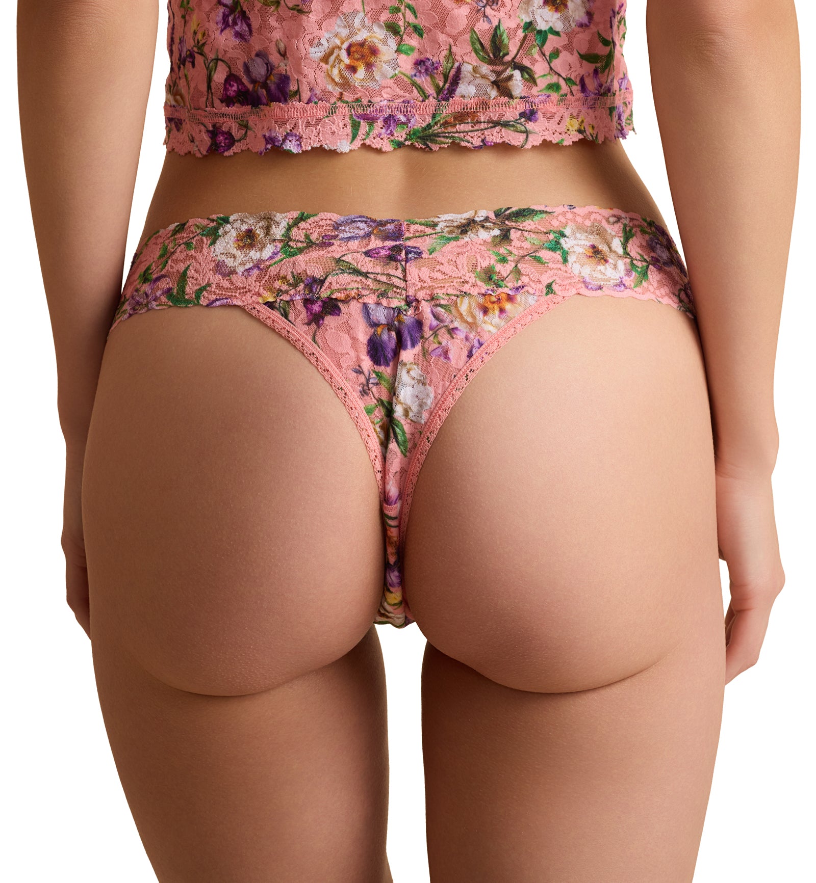 Hanky Panky Signature Lace Printed Original Rise Thong (PR4811P),Fawning Flora - Fawning Flora,One Size