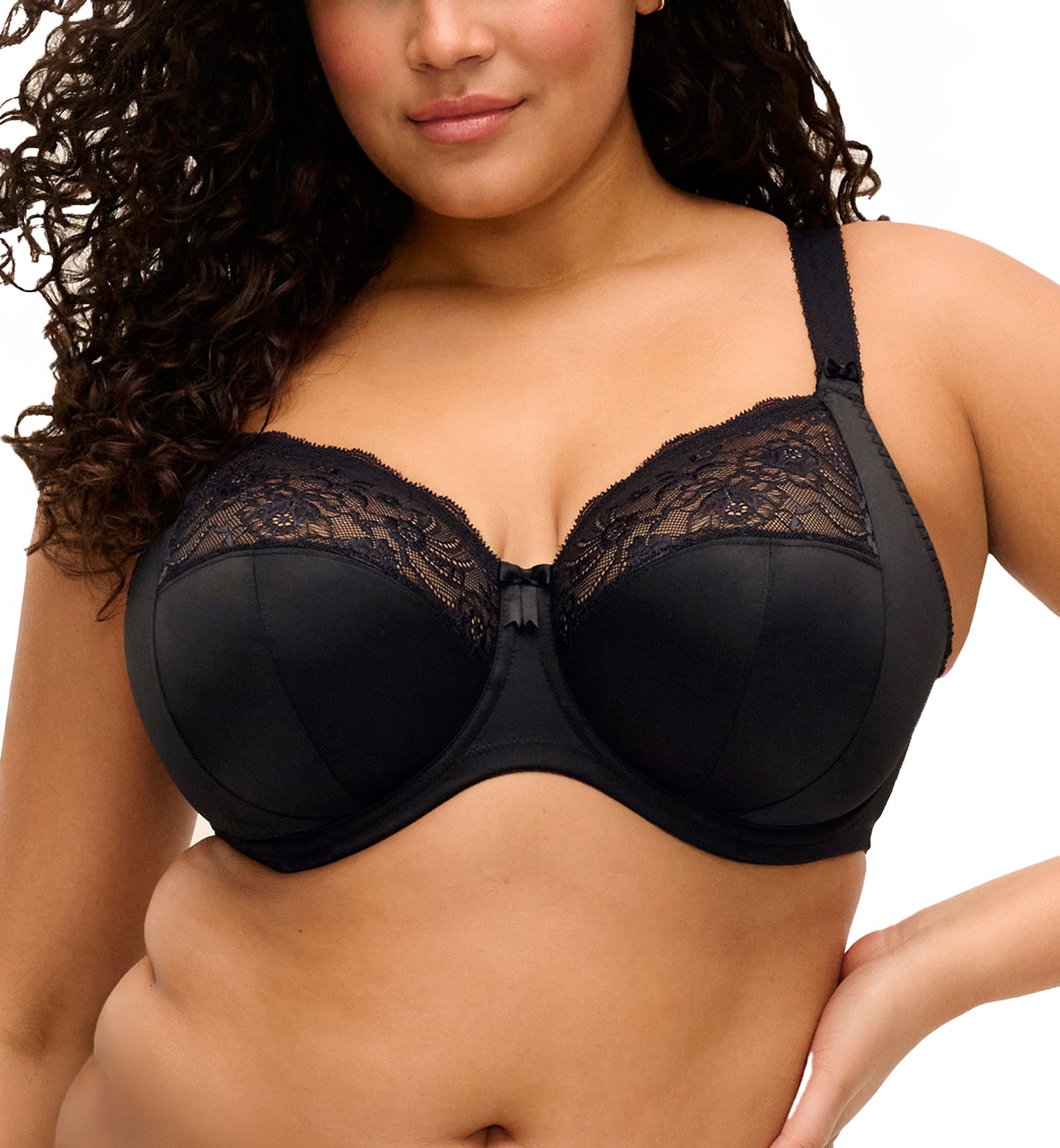 Elomi Morgan Stretch Lace Banded Underwire Bra (4111),32GG,Black - Black,32GG