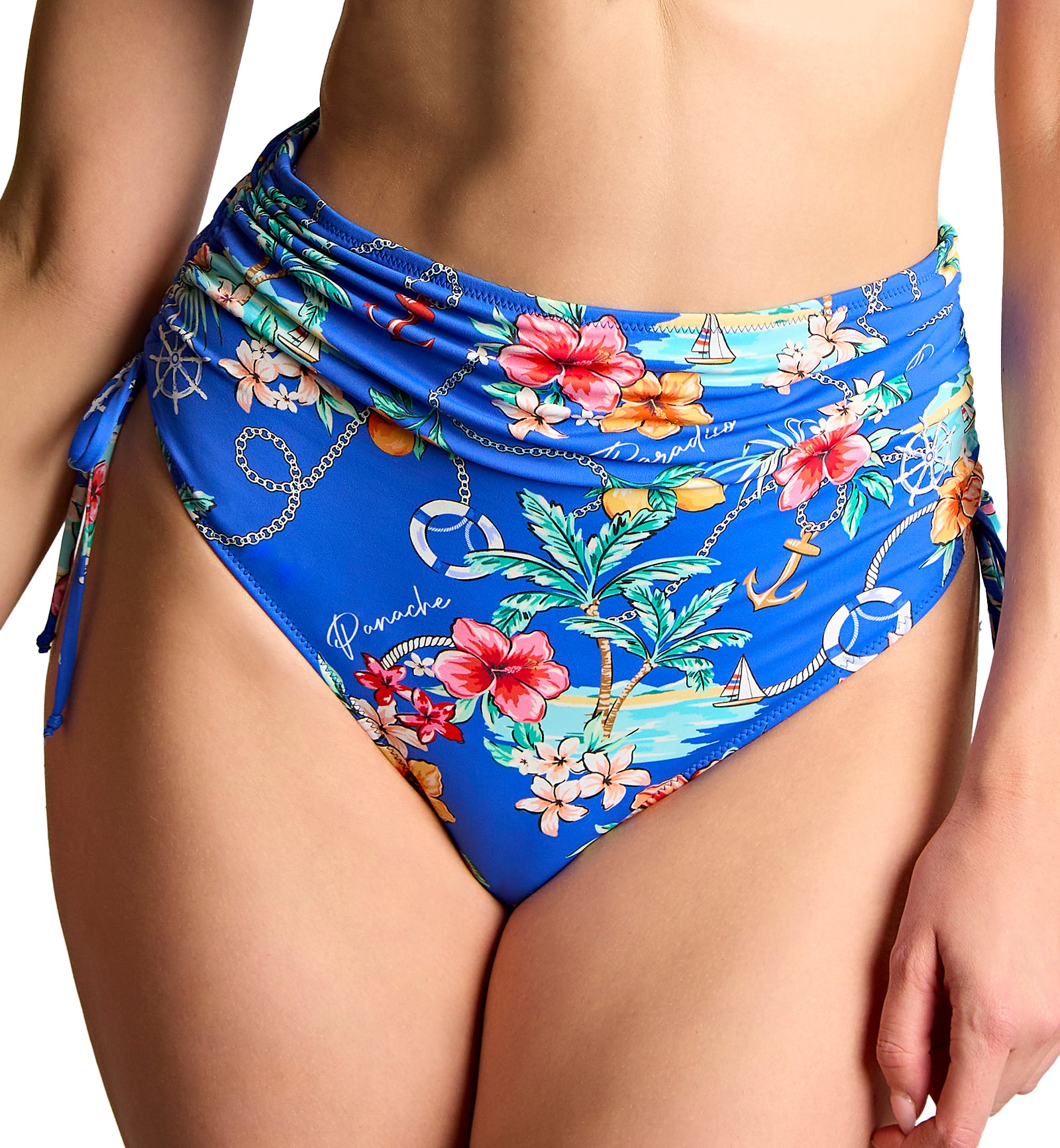Panache Midi Gathered Swim Brief (SW2049),XS,Paradiso Print - Paradiso Print,XS