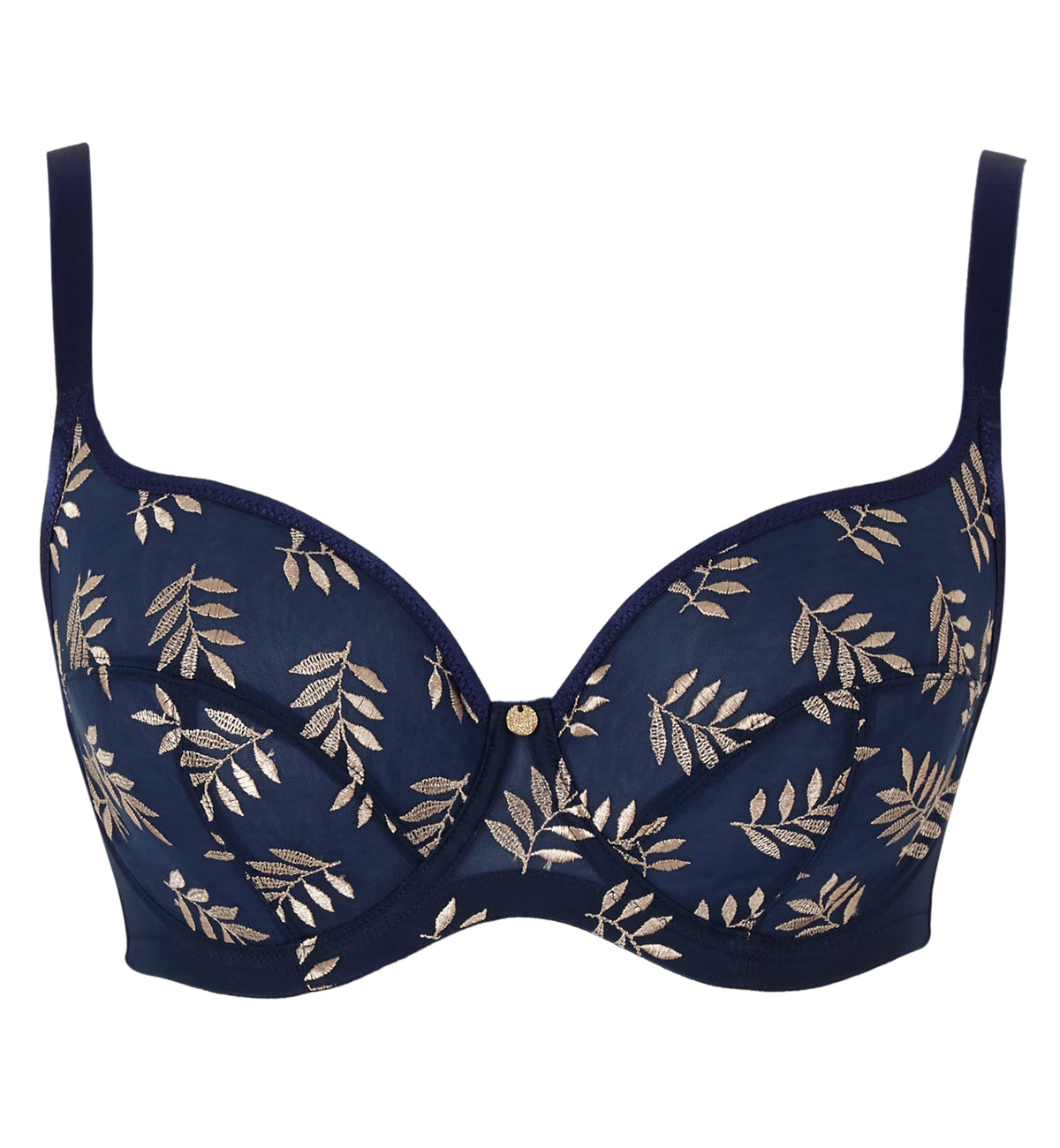 Panache Tango Underwire Balconette Bra (9075),30F,Navy/Champagne - Navy/Champagne,30F