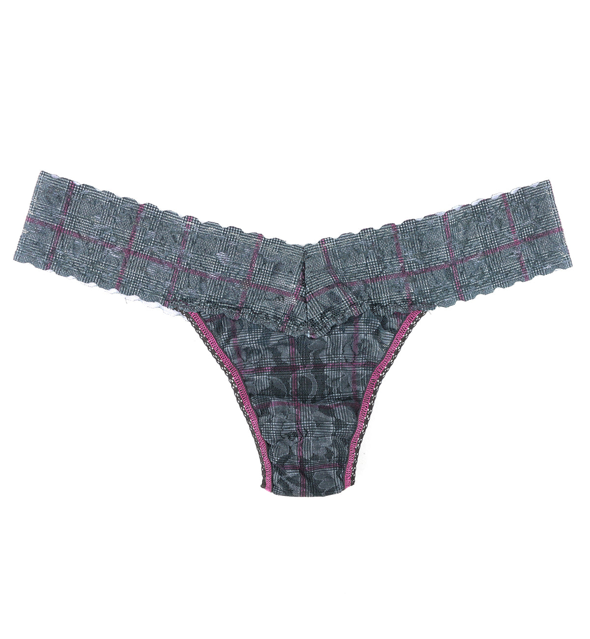 Hanky Panky Signature Lace Printed Low Rise Thong (PR4911P),Academy Check - Academy Check,One Size