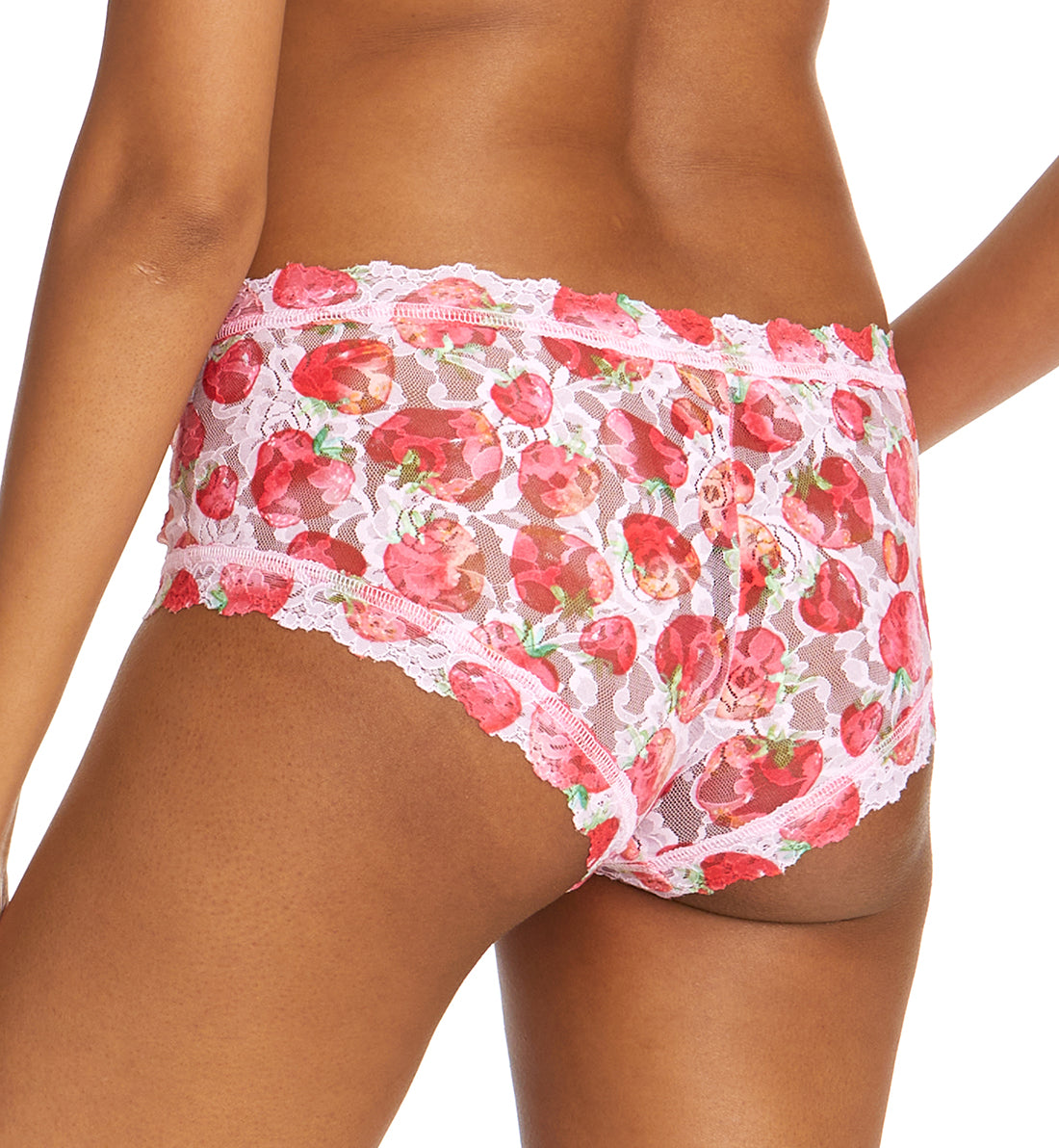 Hanky Panky Signature Lace Printed Boyshort (PR4812P),XS,Strawberry Fields - Strawberry Fields,XS