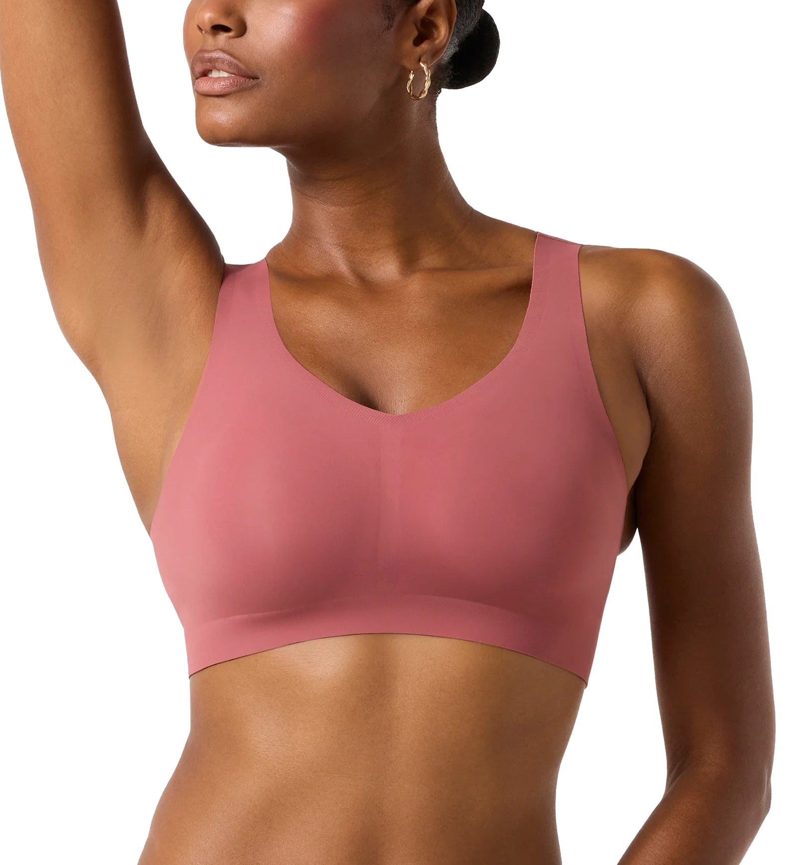 Evelyn & Bobbie DEFY V-Neck Bralette w/ Removable Pads (1728﻿),Small,Pink Canyon - Pink Canyon,Small